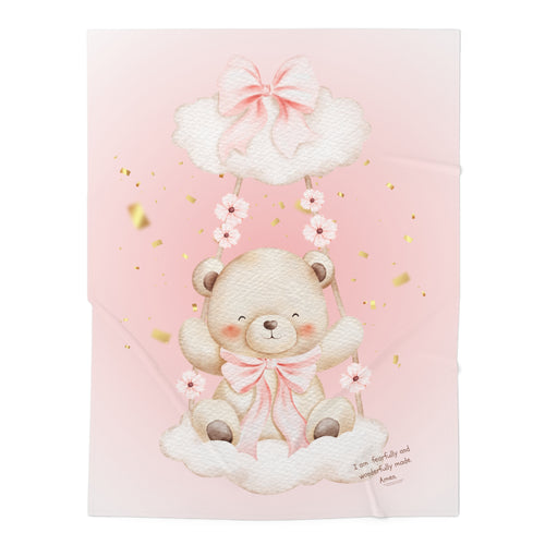 Baby Swaddle Blanket - Pink Teddy Cloud Newborn Swaddle for Baby Girl | Soft Infant Receiving Blanket, Shower Gift
