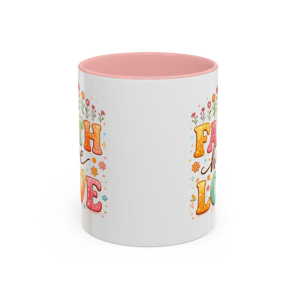 Faith Hope Love Accent Coffee Mug — Inspirational Floral Ceramic Mug (11/15 oz)