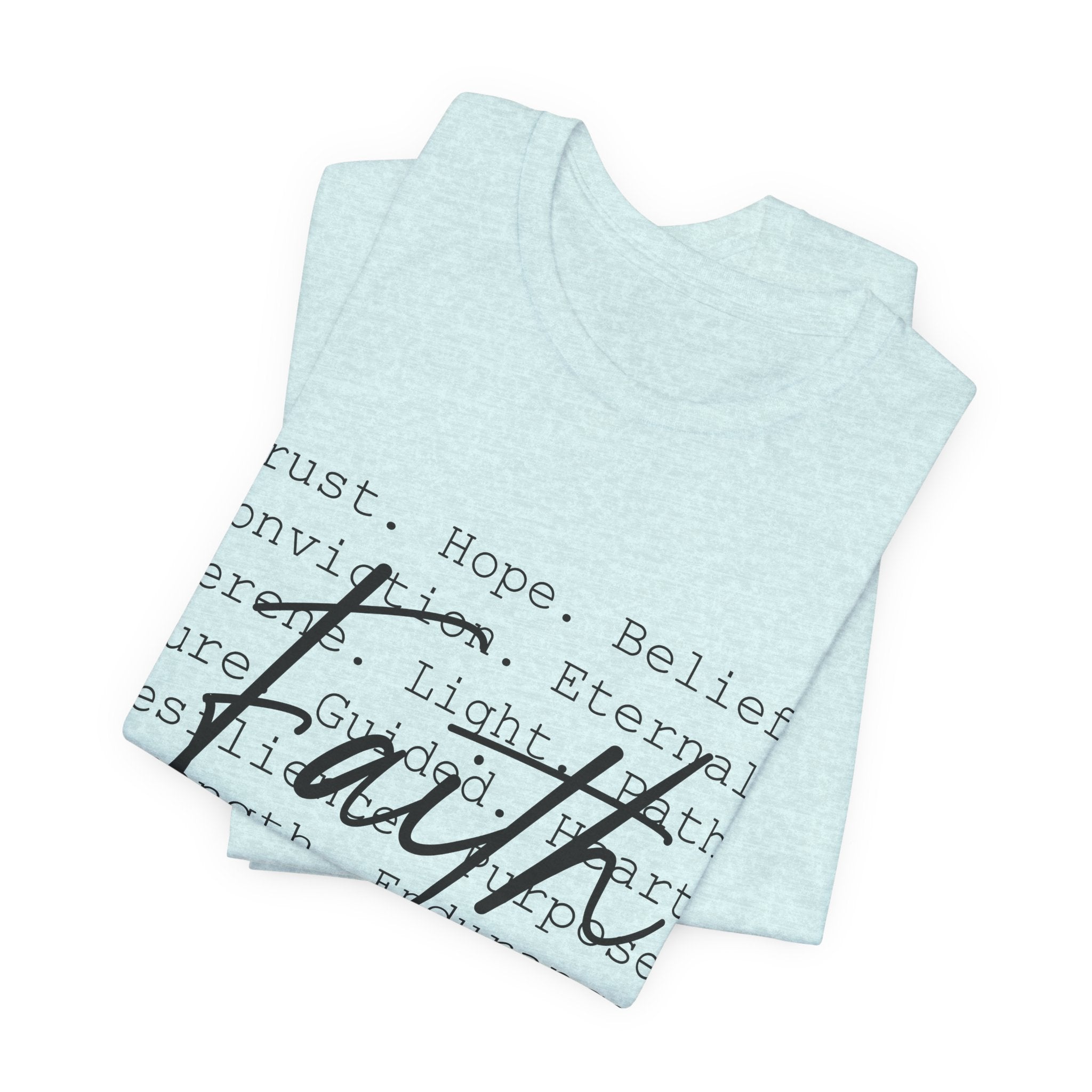 Faith Script Tee — Inspirational Christian Word Cloud T-Shirt