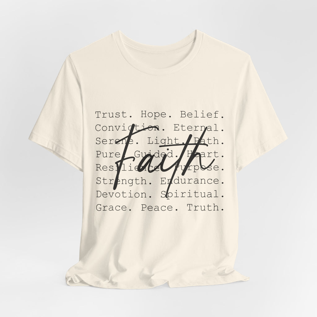 Faith Script Tee — Inspirational Christian Word Cloud T-Shirt