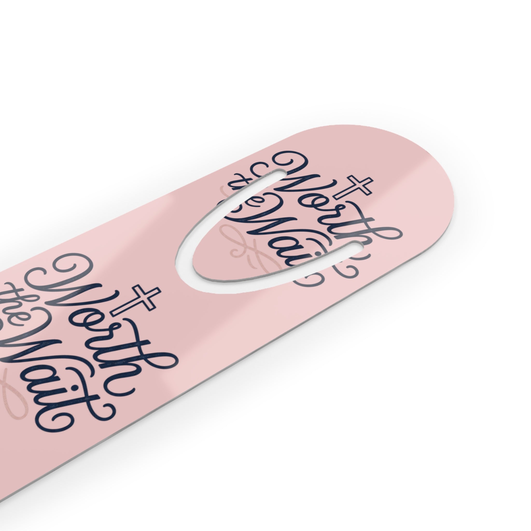 Christian Bookmark — "Worth the Wait" Inspirational Pink Magnetic Bookmark