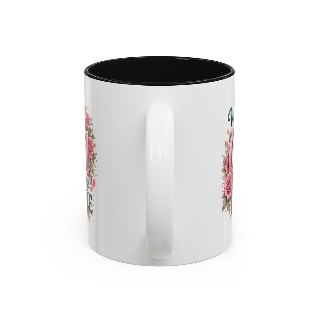 Mug — "With God All Things Are Possible" Floral Two-Tone Accent Coffee Mug