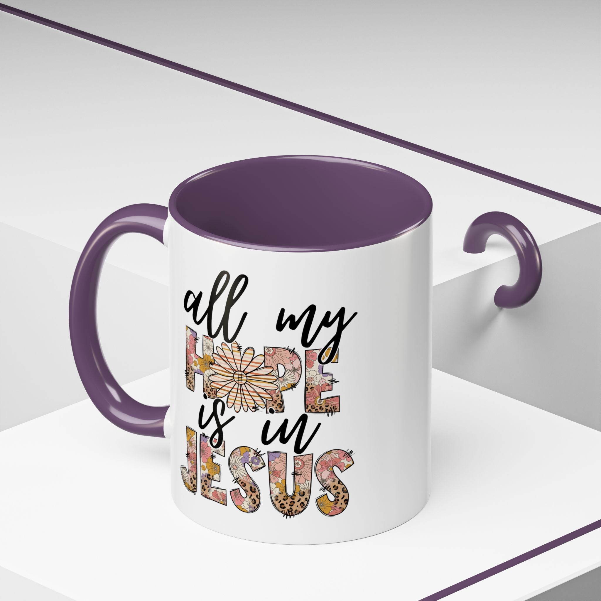 Coffee Mug — "All My Hope is in Jesus" Floral Accent Mug