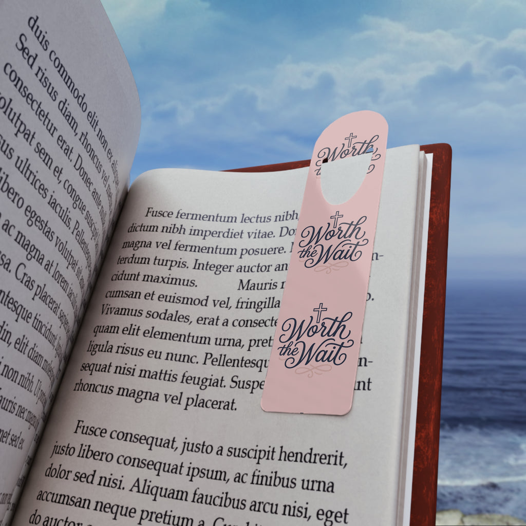 Christian Bookmark — "Worth the Wait" Inspirational Pink Magnetic Bookmark