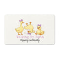 Doormat — "Walking By Faith, Tripping Constantly" Cute Ducklings Welcome Mat