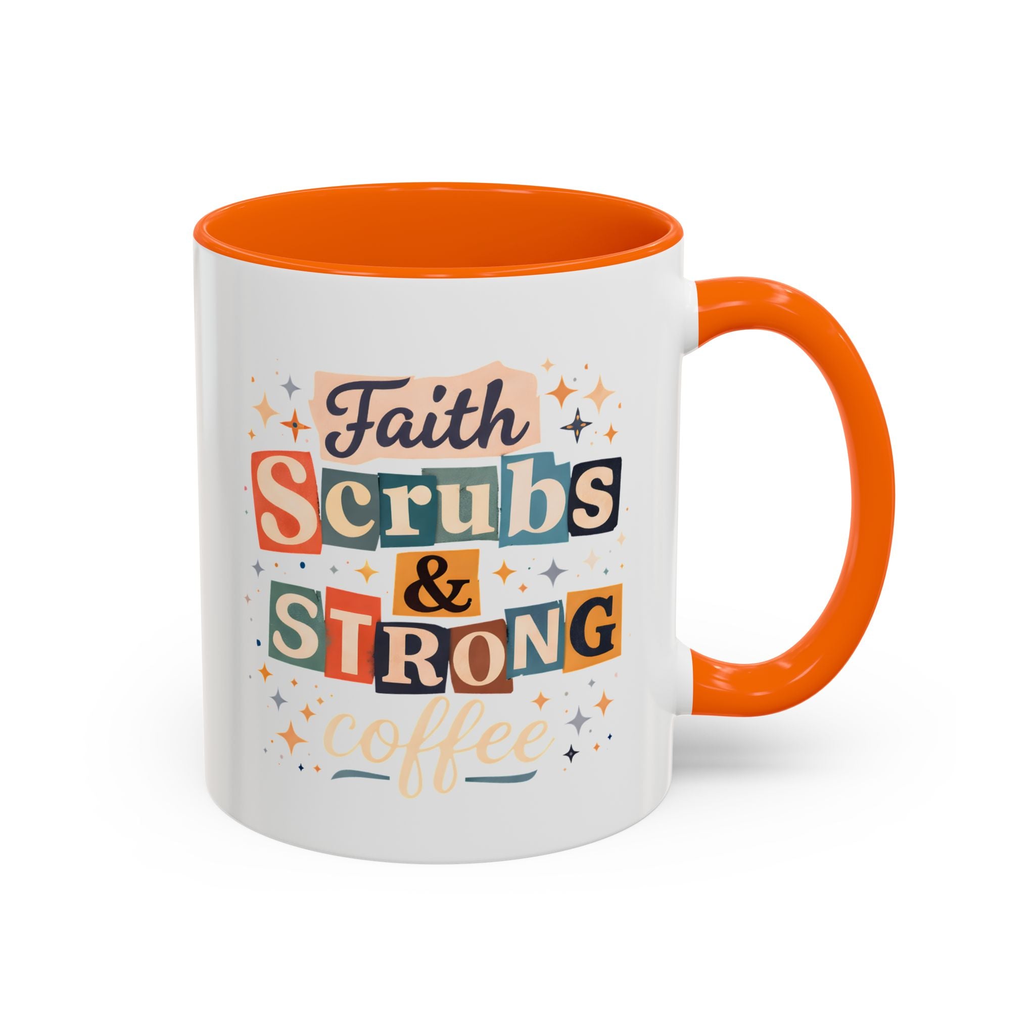 Faith Scrubs & Strong Coffee Accent Mug — Nurse/Healthcare Worker Gift (11oz, 15oz)