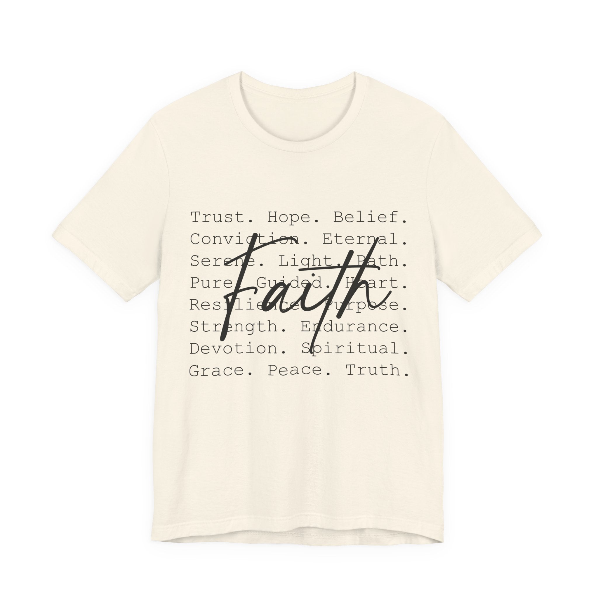 Faith Script Tee — Inspirational Christian Word Cloud T-Shirt
