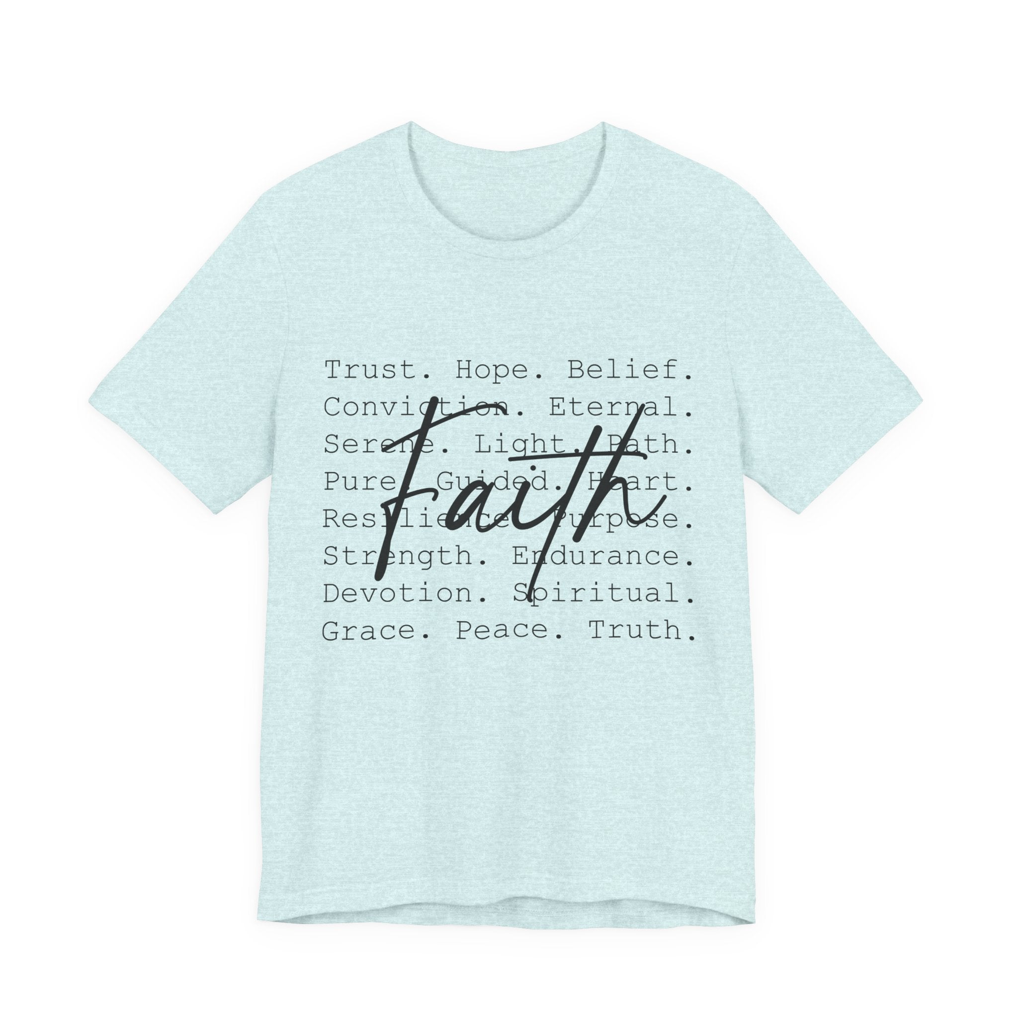 Faith Script Tee — Inspirational Christian Word Cloud T-Shirt