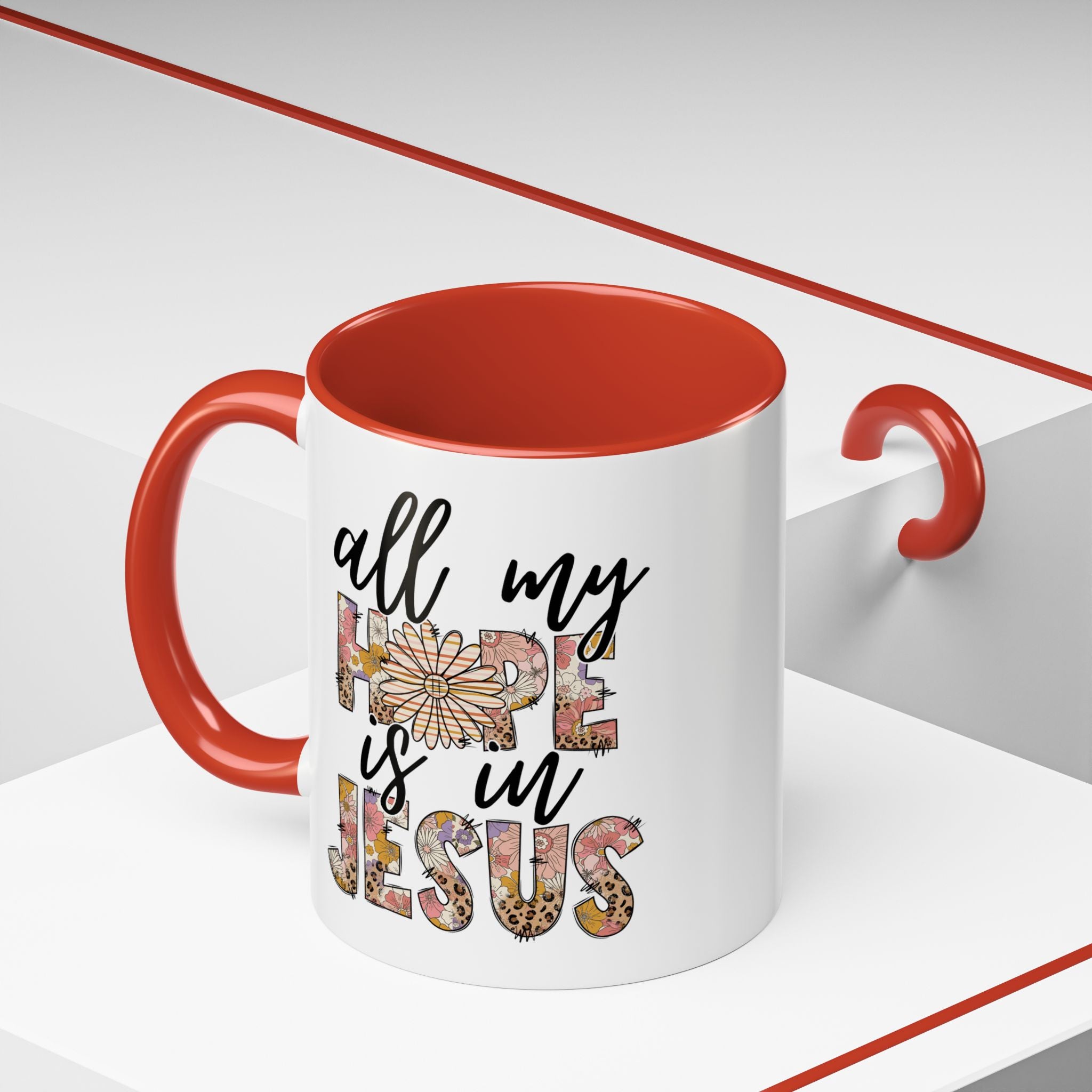 Coffee Mug — "All My Hope is in Jesus" Floral Accent Mug