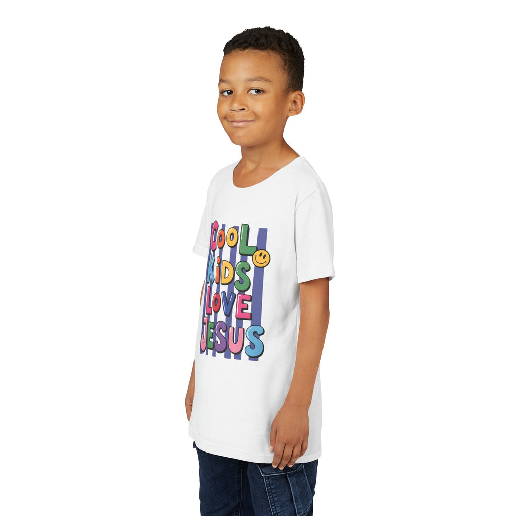 Youth Tee — "Cool Kids Love Jesus" Colorful Christian Kids Shirt
