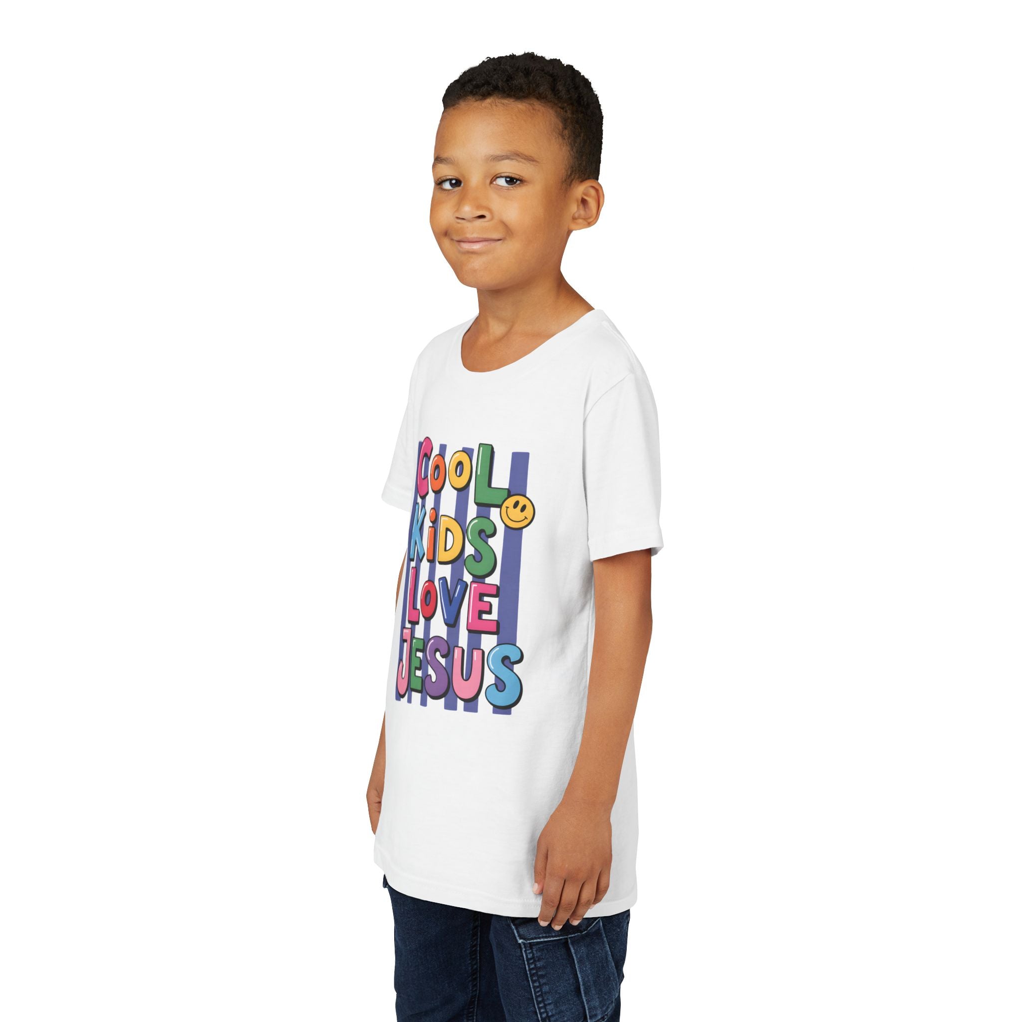 Youth Tee — "Cool Kids Love Jesus" Colorful Christian Kids Shirt