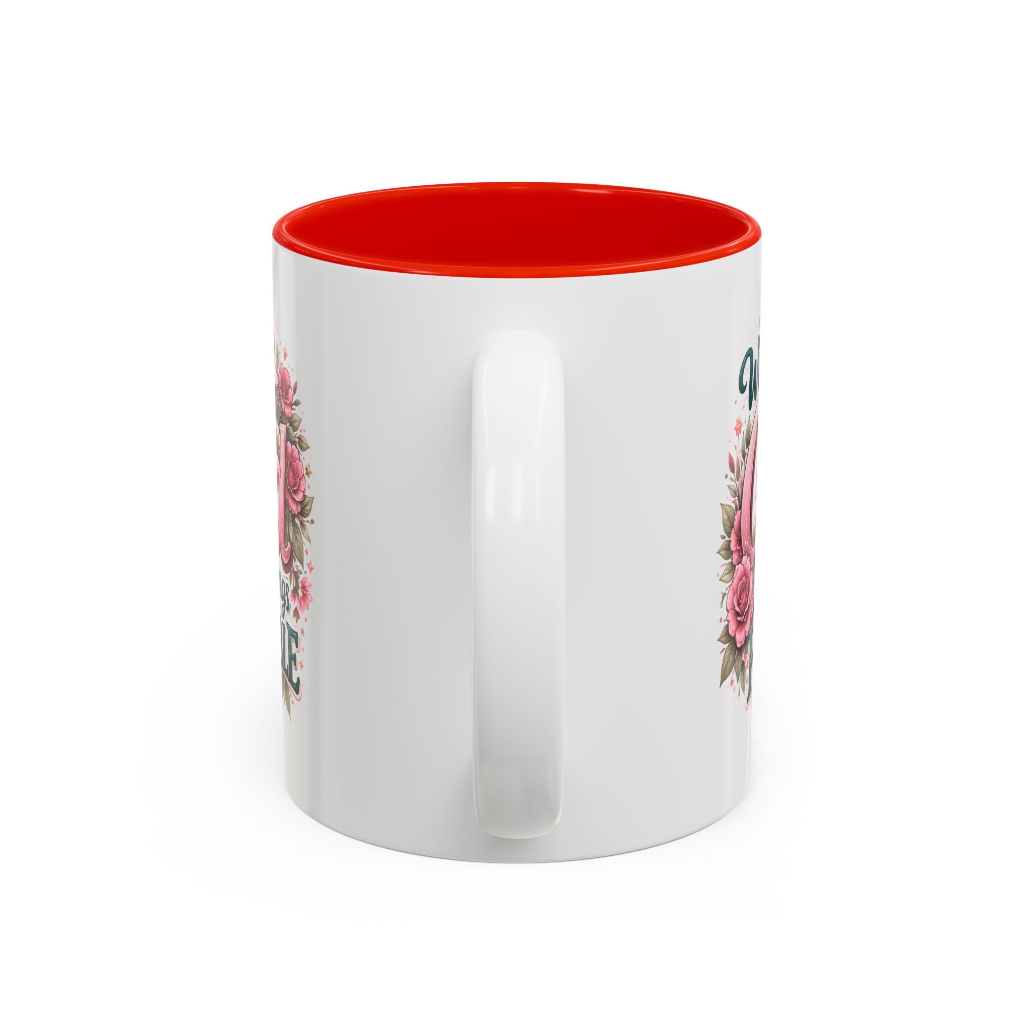 Mug — "With God All Things Are Possible" Floral Two-Tone Accent Coffee Mug