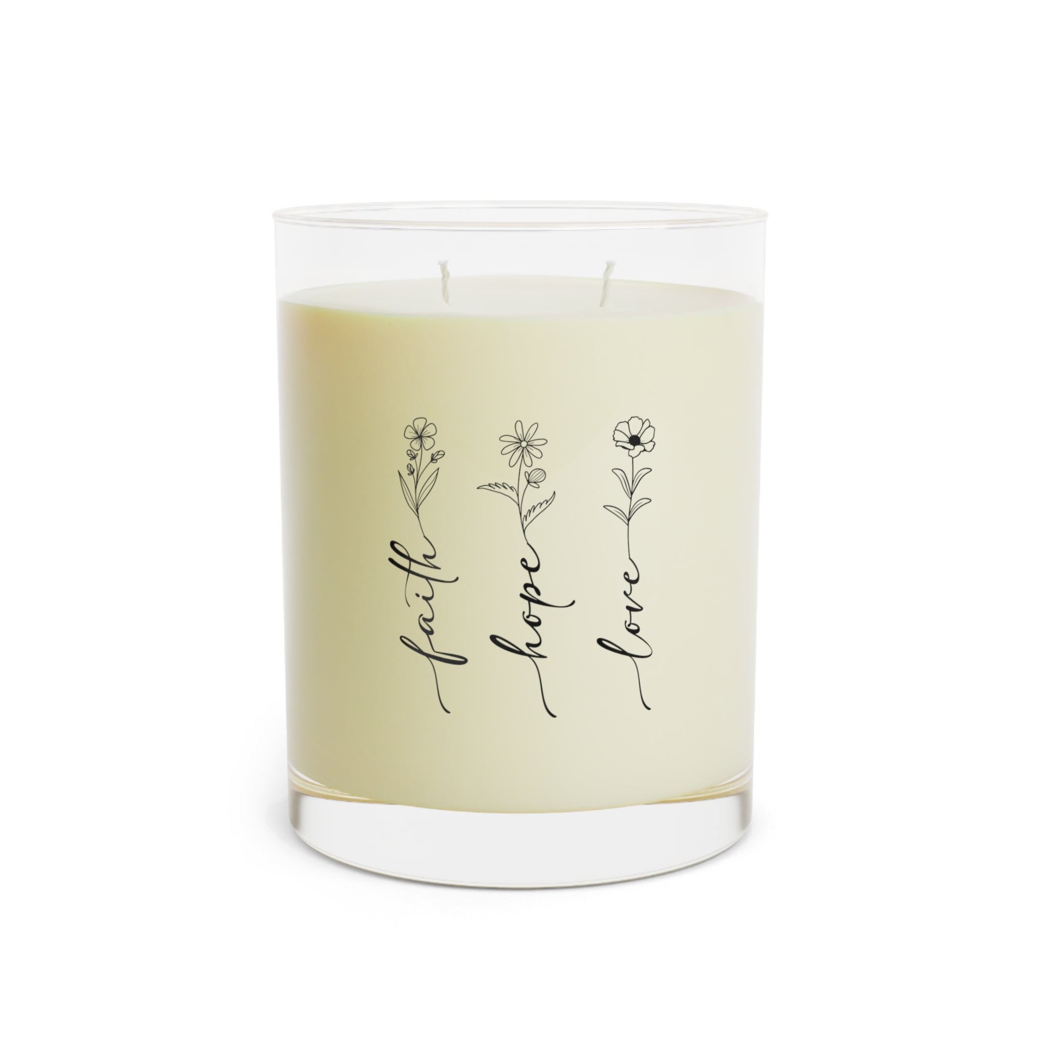 Faith Hope Love Floral Scented Candle — 11oz Glass Jar