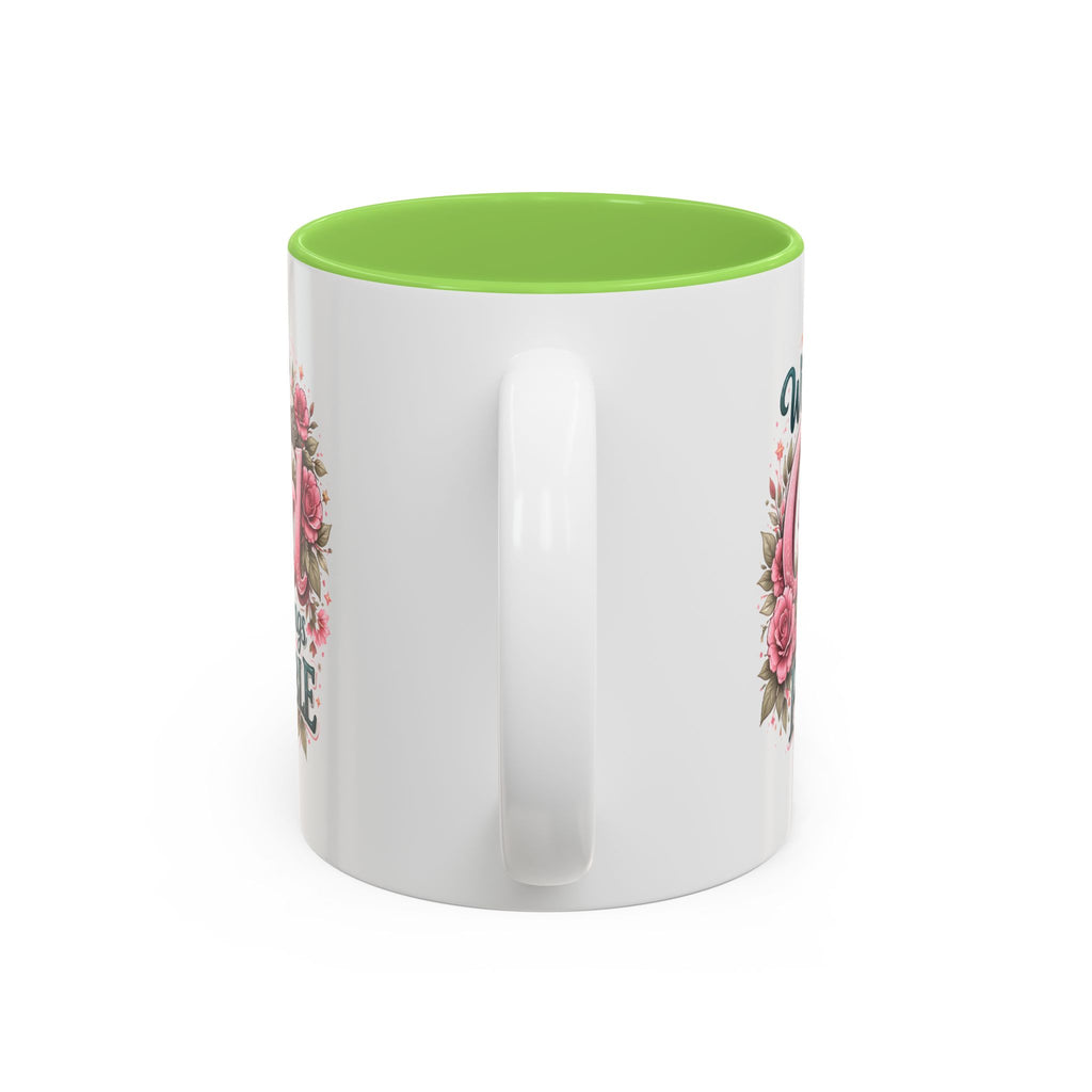 Mug — "With God All Things Are Possible" Floral Two-Tone Accent Coffee Mug
