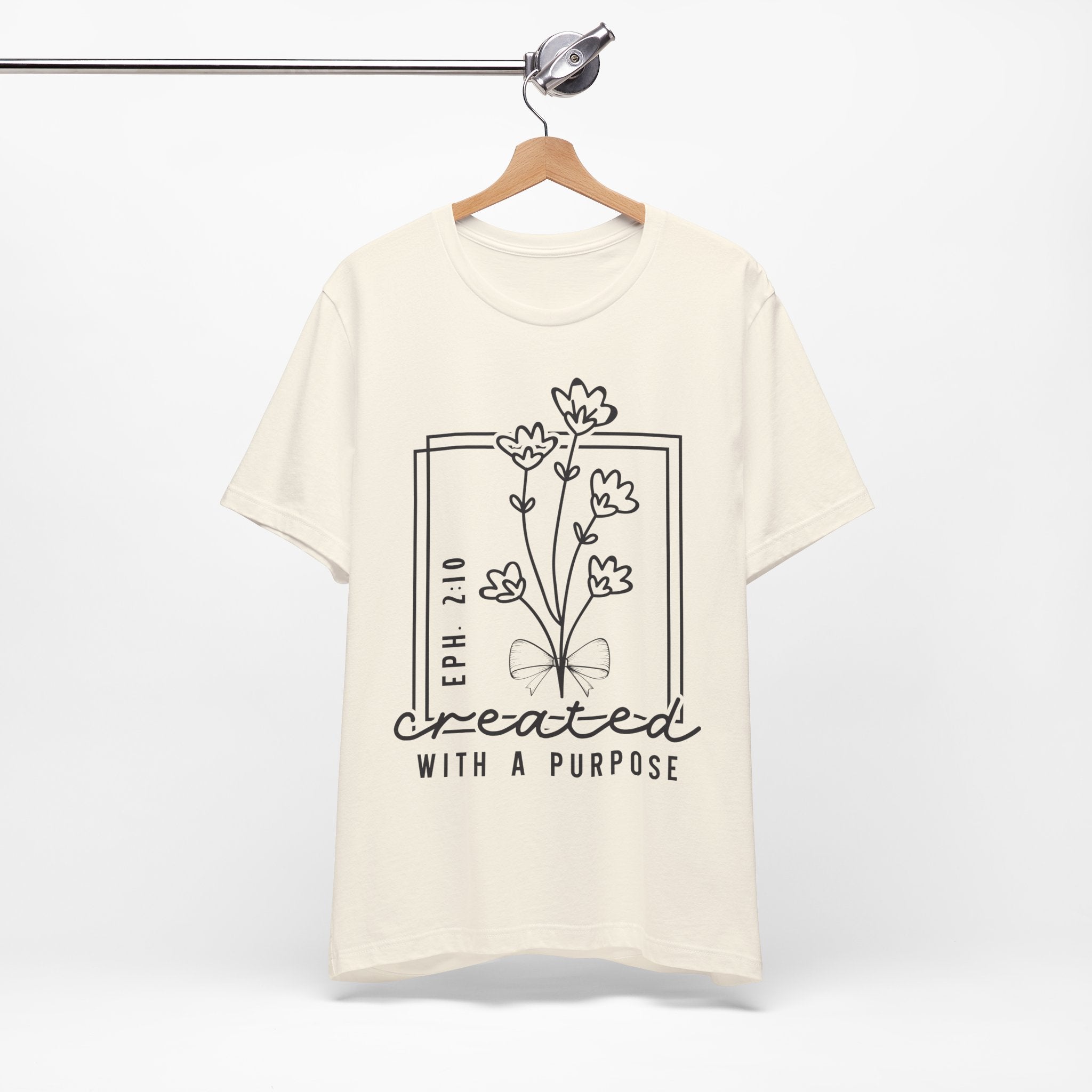 Created With a Purpose Floral Tee — Women’s Inspirational Bible Verse Shirt (Eph 2:10)