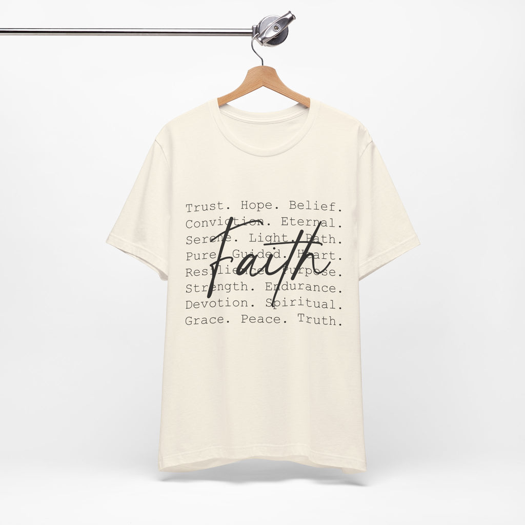 Faith Script Tee — Inspirational Christian Word Cloud T-Shirt