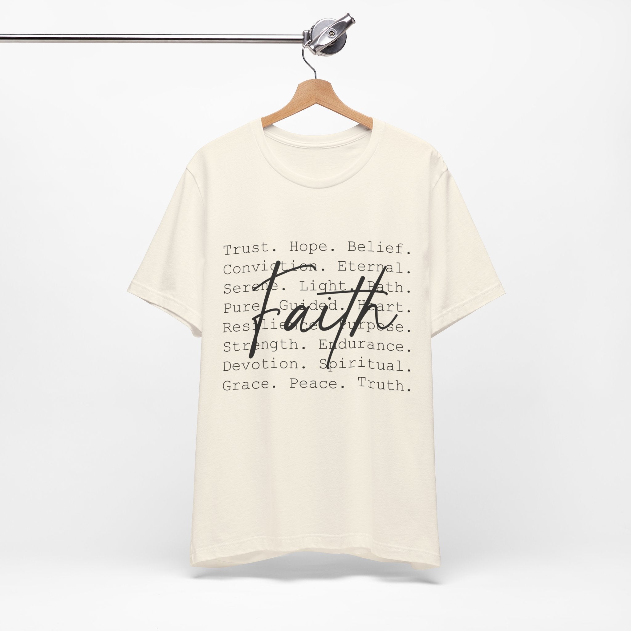 Faith Script Tee — Inspirational Christian Word Cloud T-Shirt