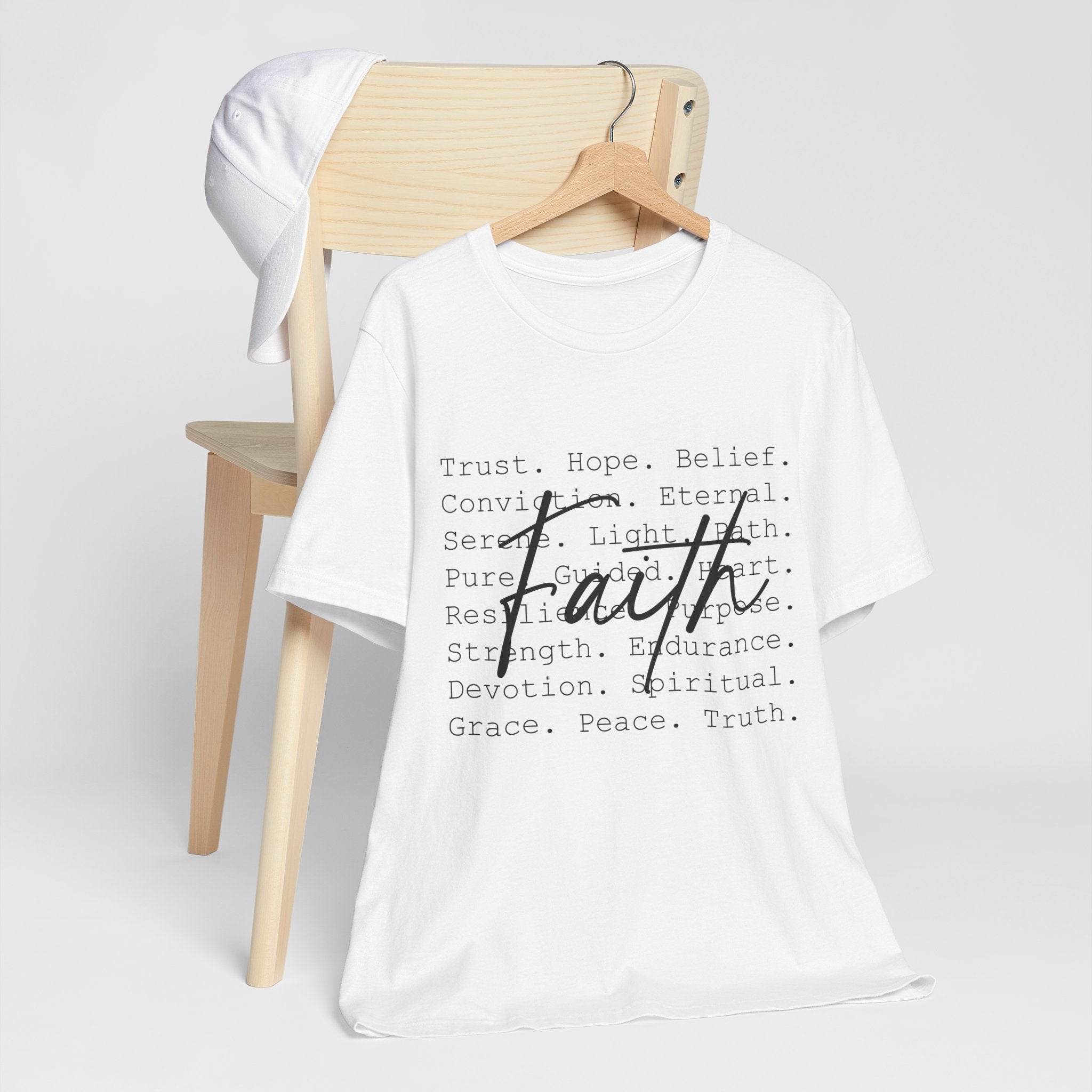 Faith Script Tee — Inspirational Christian Word Cloud T-Shirt