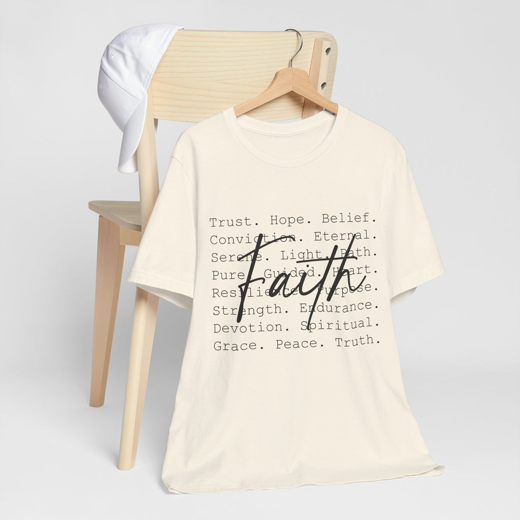 Faith Script Tee — Inspirational Christian Word Cloud T-Shirt