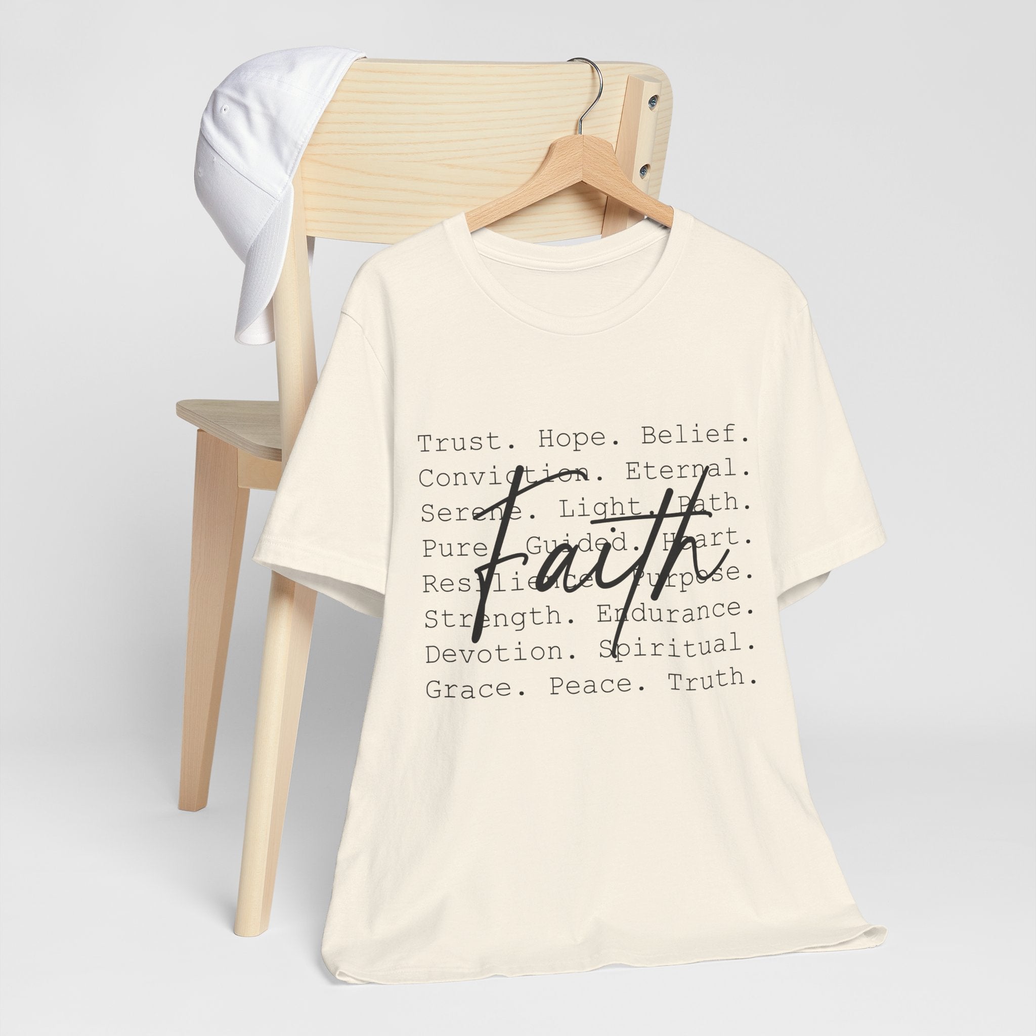 Faith Script Tee — Inspirational Christian Word Cloud T-Shirt