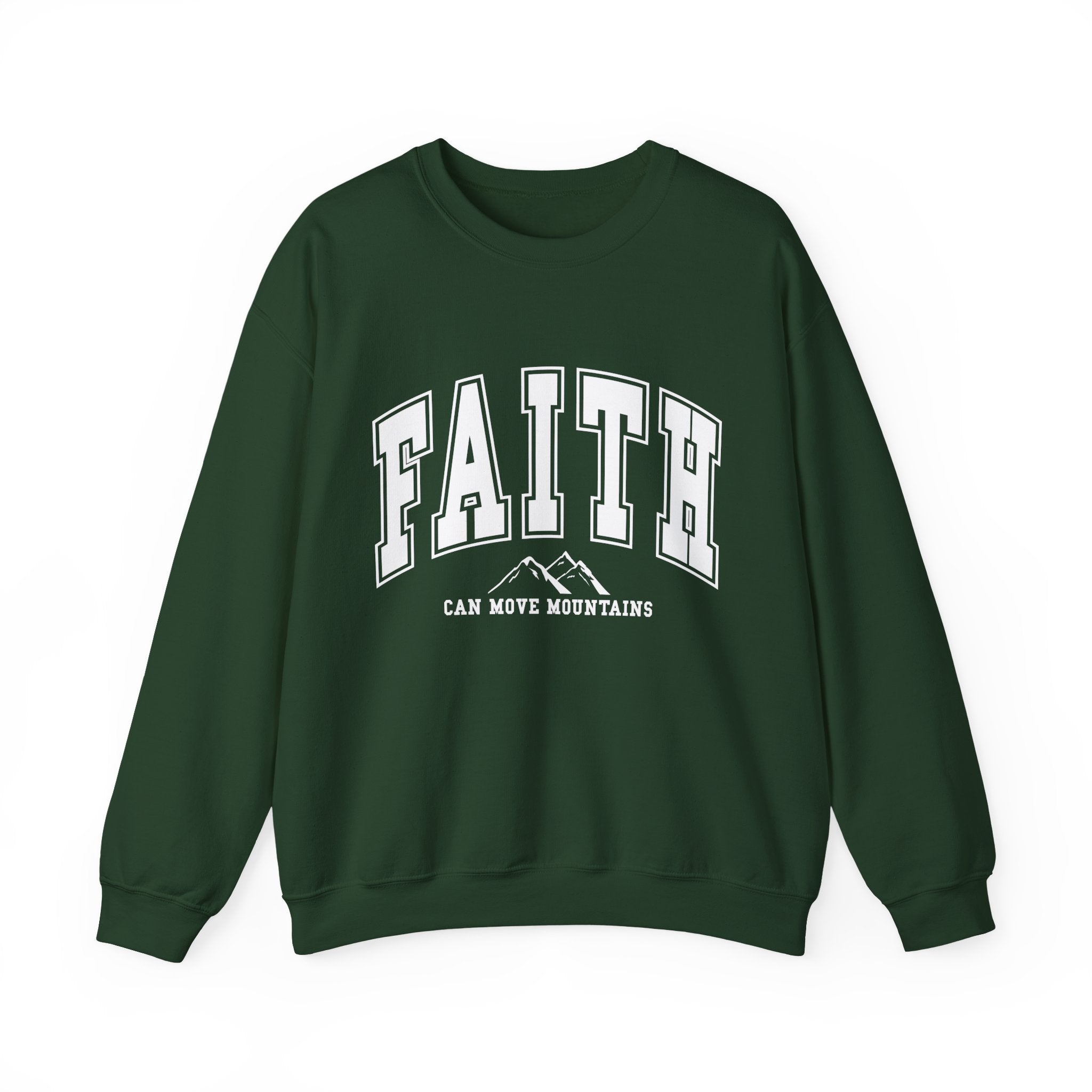 Faith Crewneck Sweatshirt – 'Faith Can Move Mountains' Inspirational Pullover