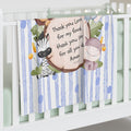 Baby Swaddle Blanket - Blue Jungle Animals with Prayer: "Thank you Lord for my food" (Newborn Gift)
