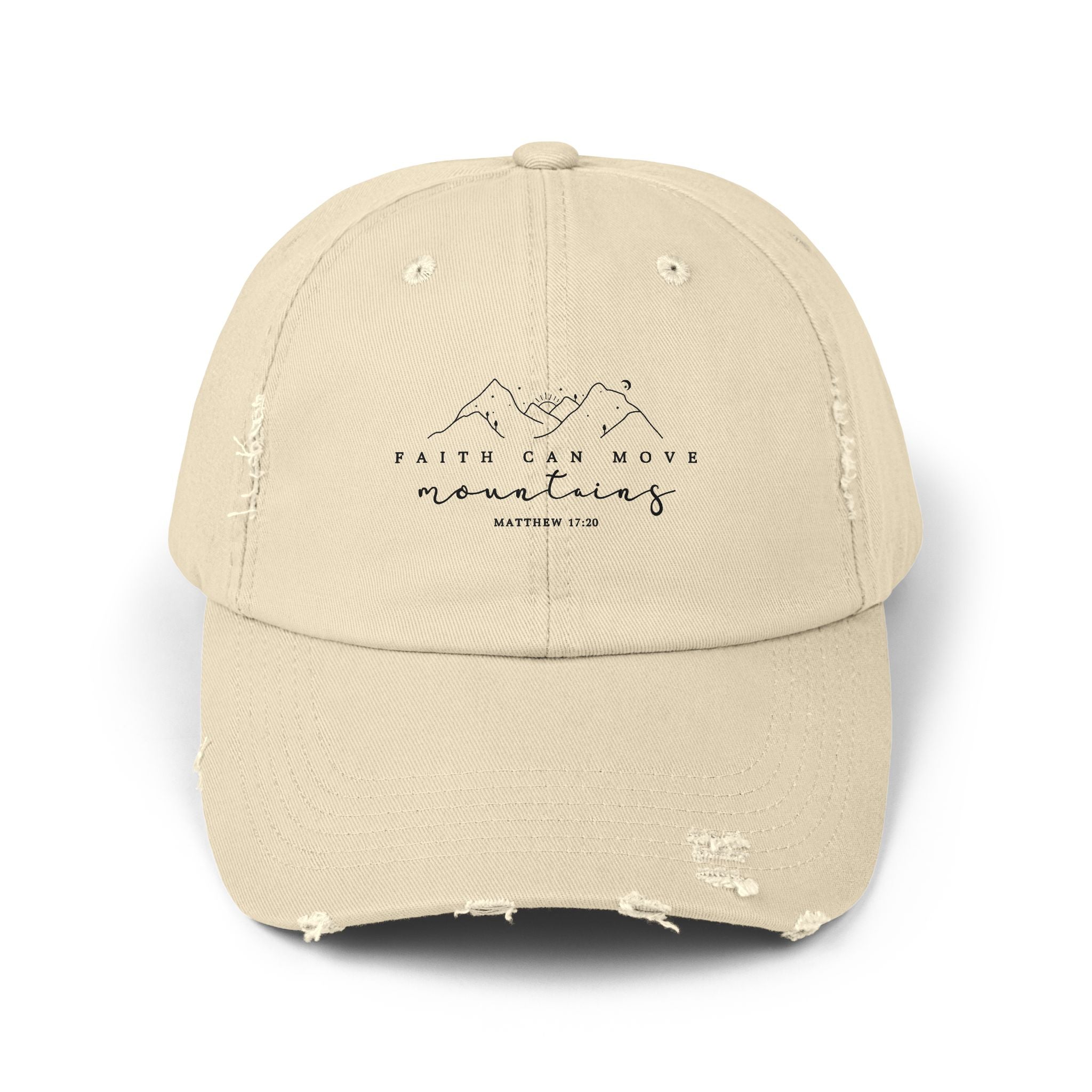 Faith Can Move Mountains cap | distressed mountain outline, Matthew 17:20