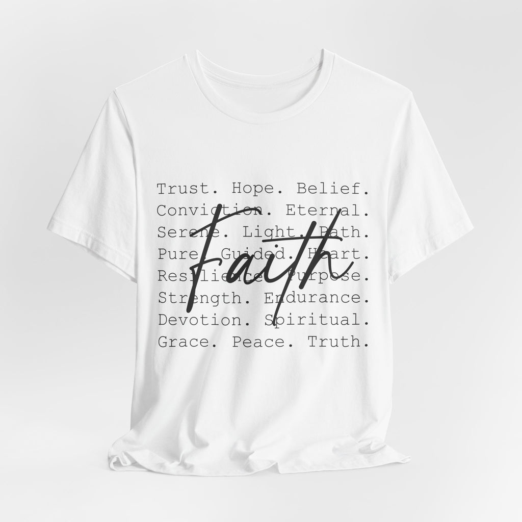 Faith Script Tee — Inspirational Christian Word Cloud T-Shirt