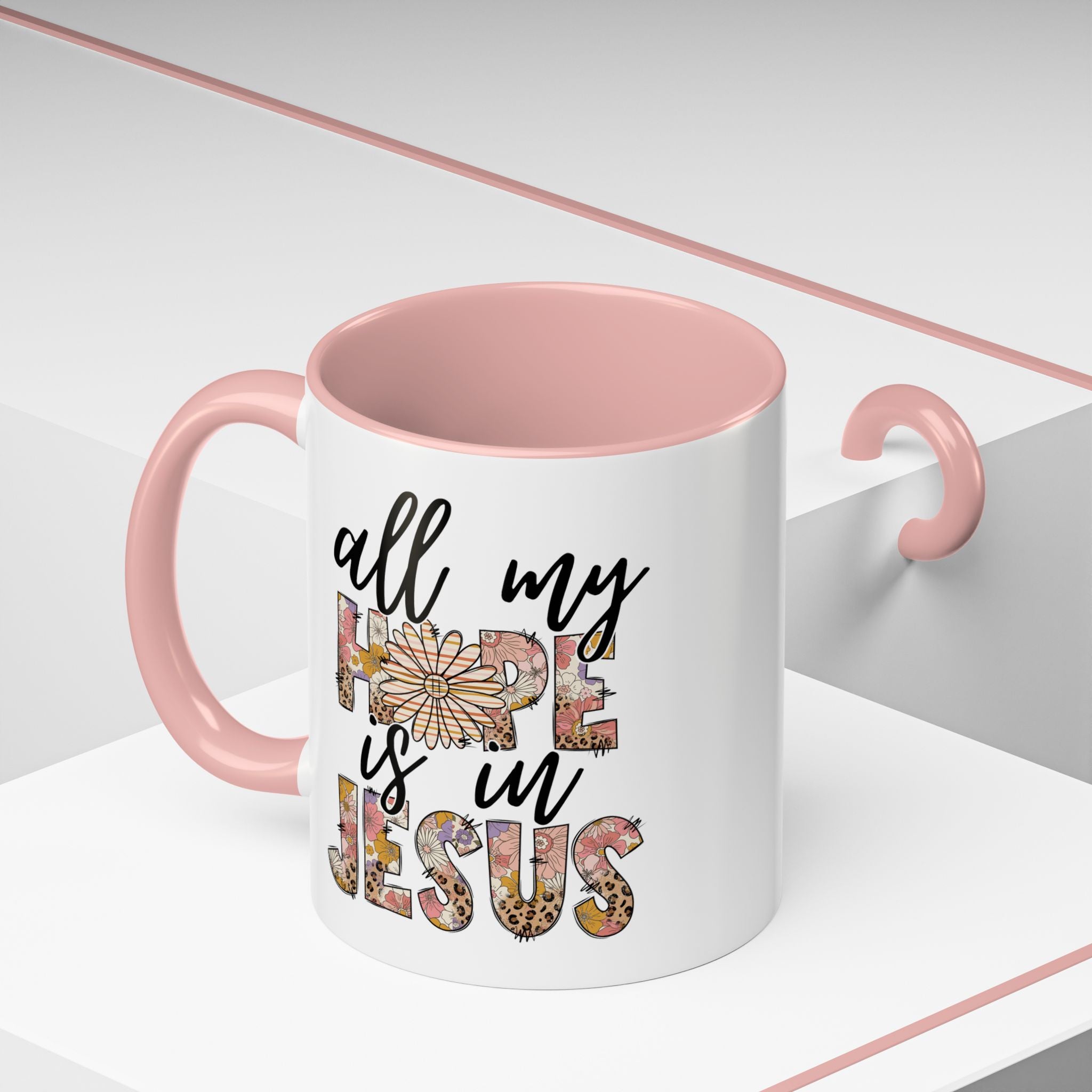 Coffee Mug — "All My Hope is in Jesus" Floral Accent Mug
