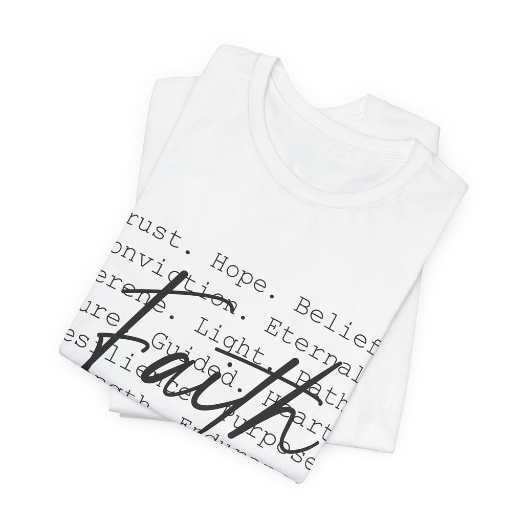 Faith Script Tee — Inspirational Christian Word Cloud T-Shirt