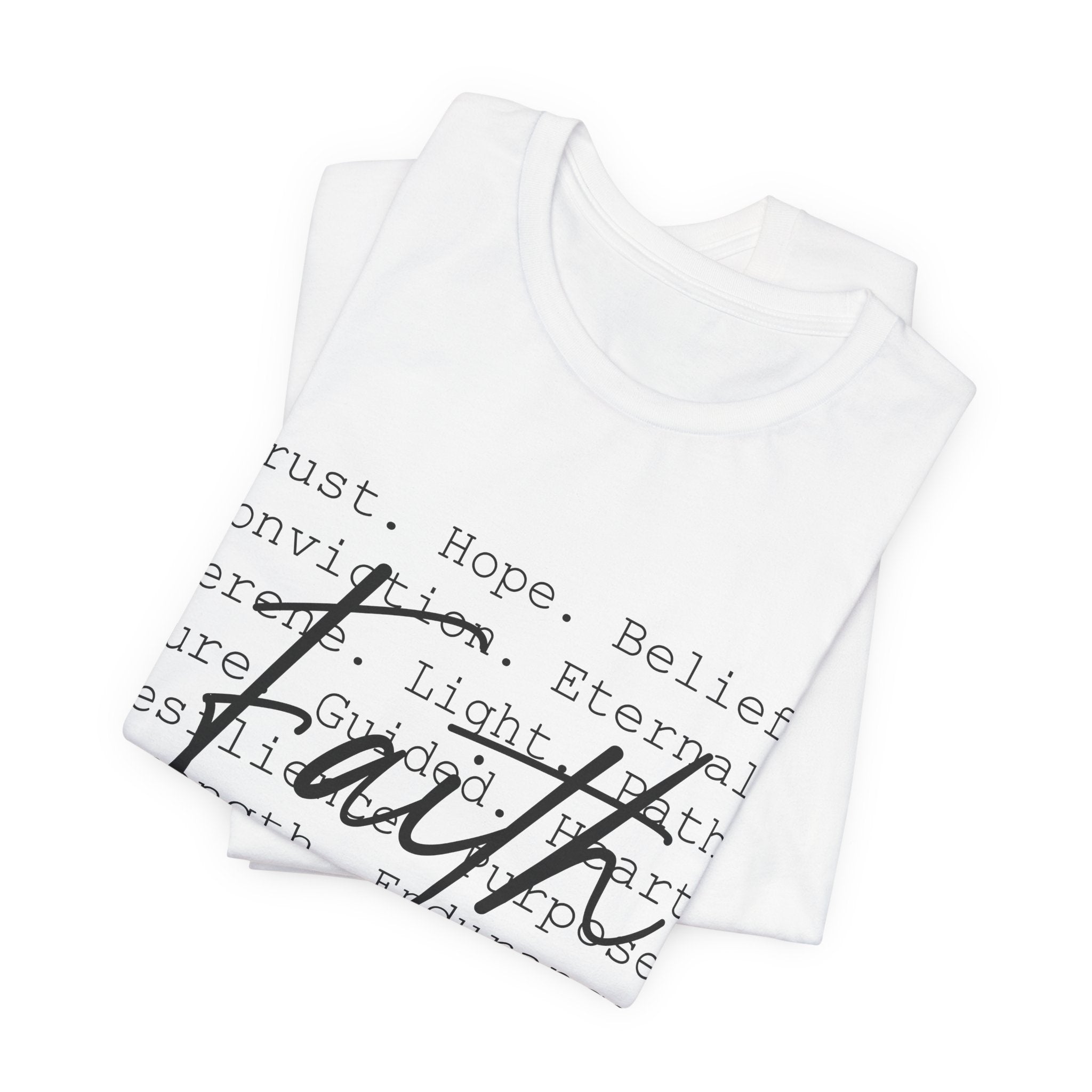 Faith Script Tee — Inspirational Christian Word Cloud T-Shirt