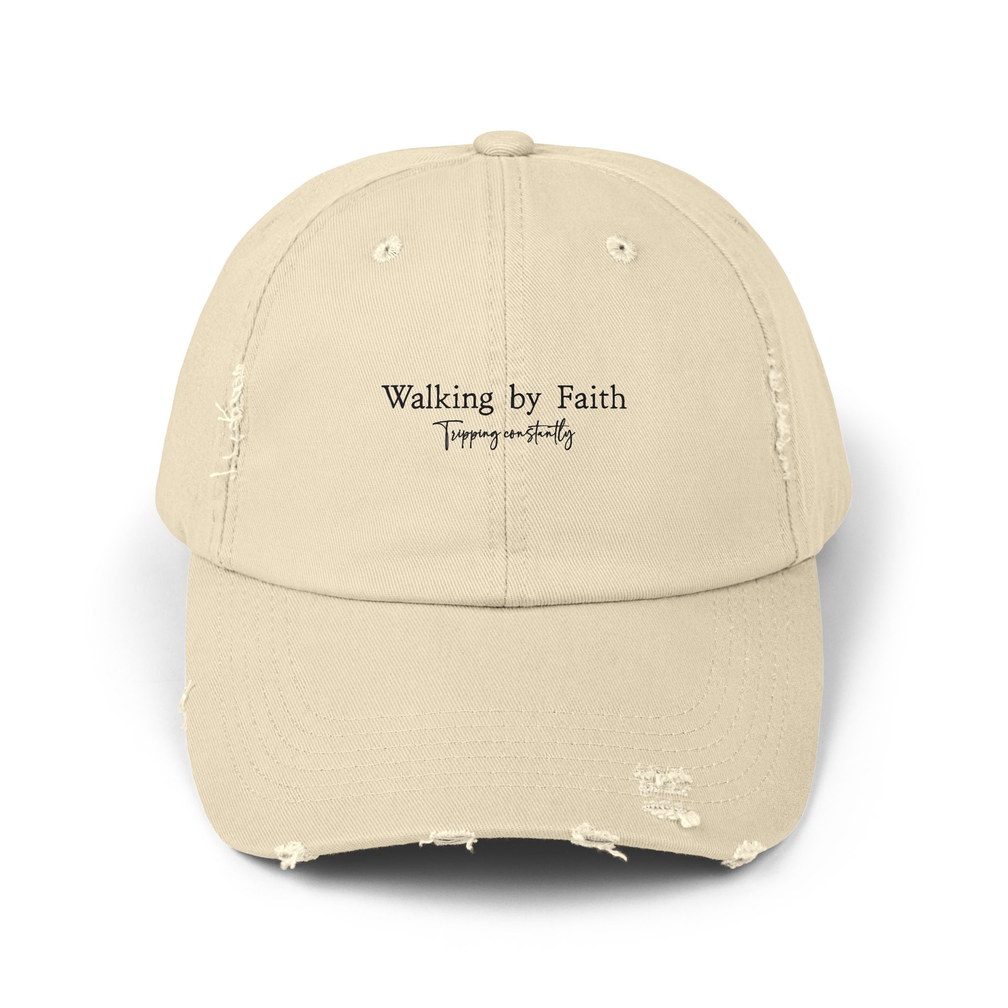 Walking by Faith cap | Distressed Christian hat, scripture baseball cap