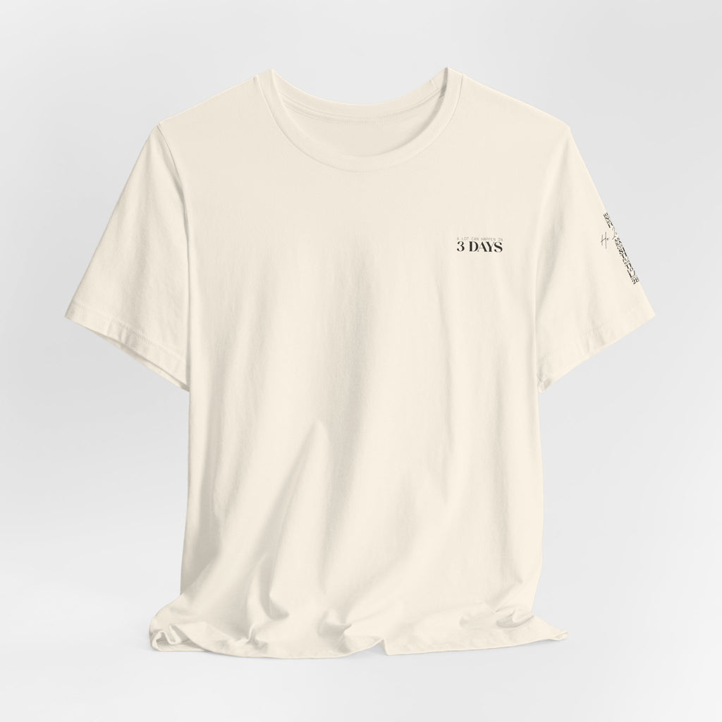 T-Shirt — Minimal '3 Days' Chest & Sleeve Graphic Tee