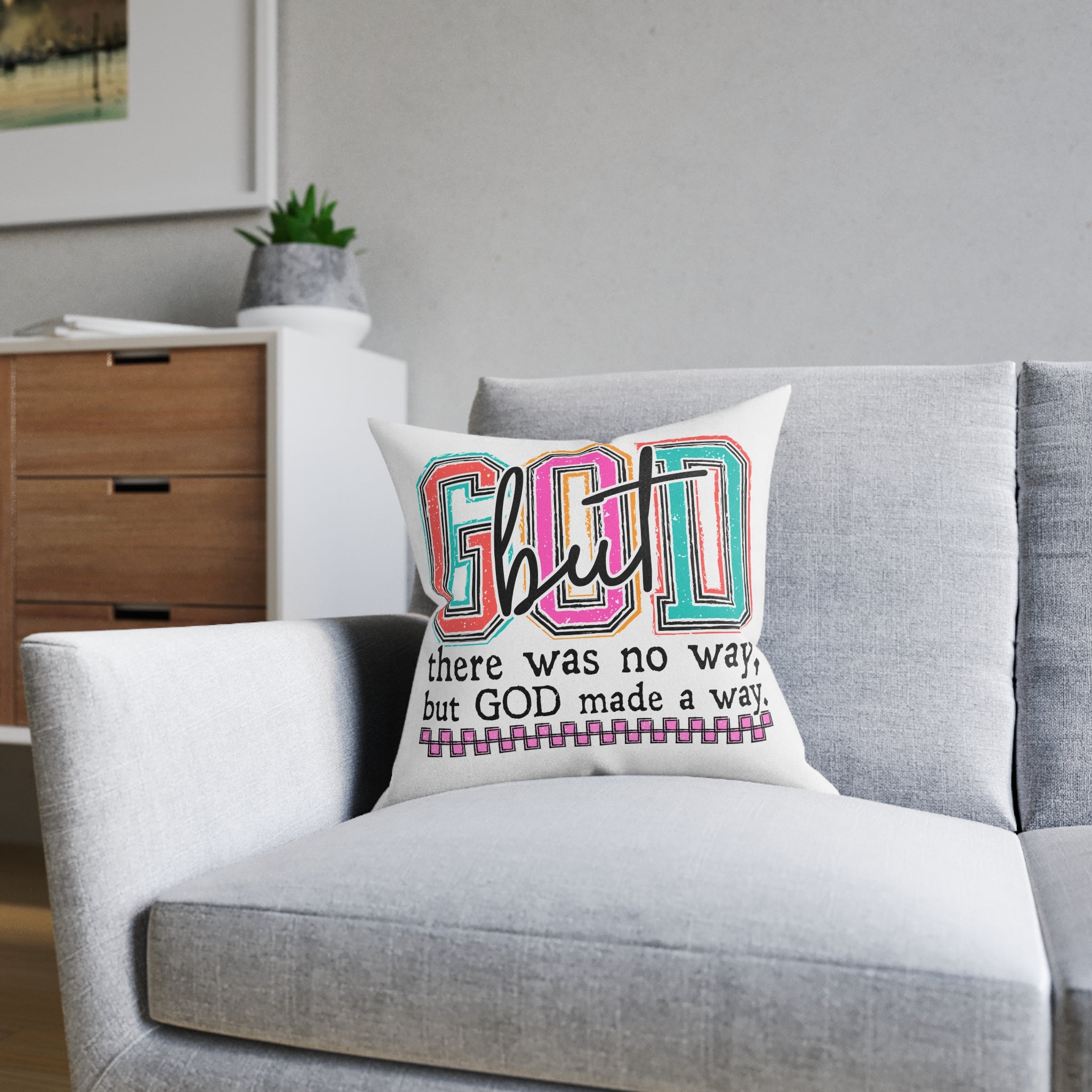 Inspirational God Made A Way Square Pillow — Christian Faith Decorative Throw Pillow