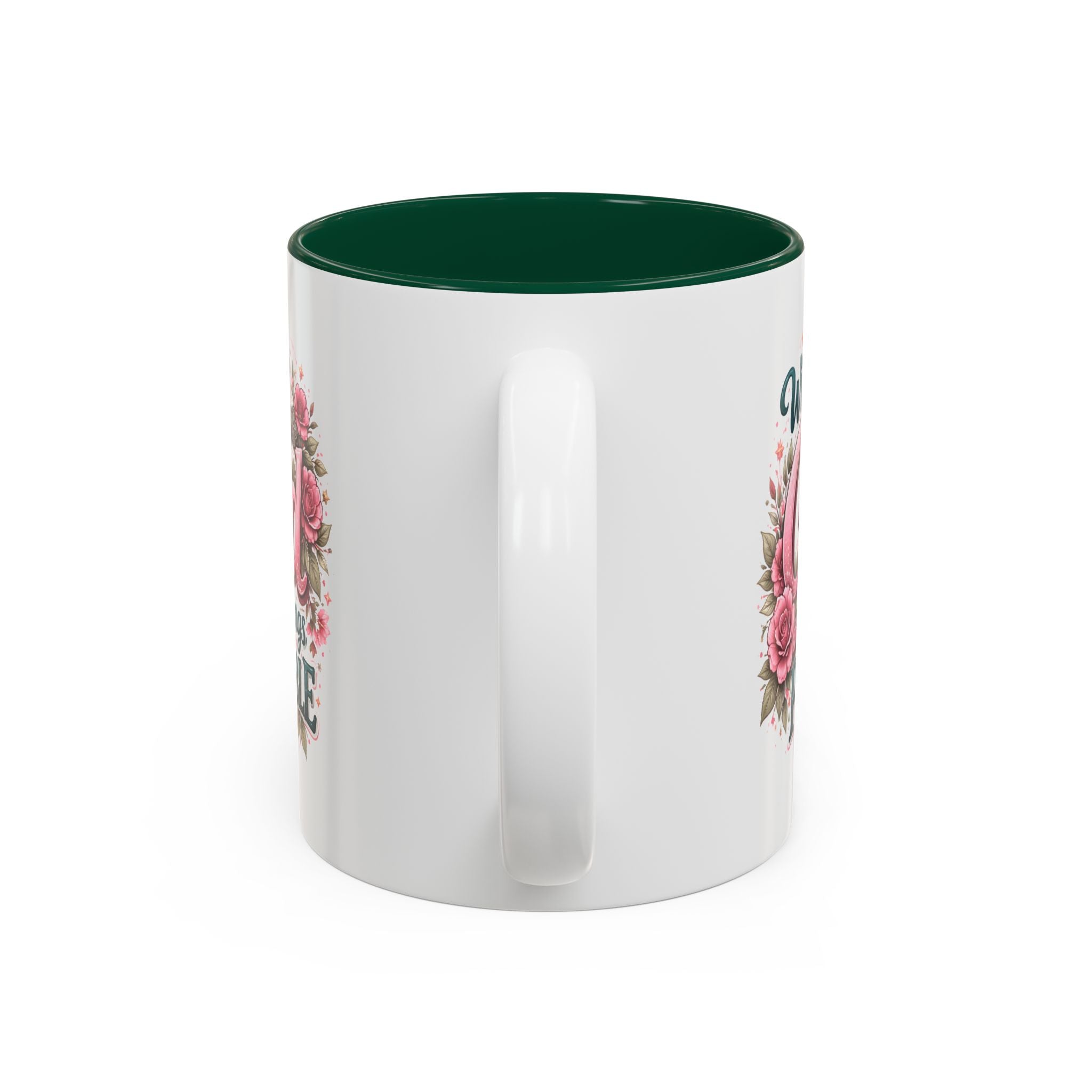 Mug — "With God All Things Are Possible" Floral Two-Tone Accent Coffee Mug