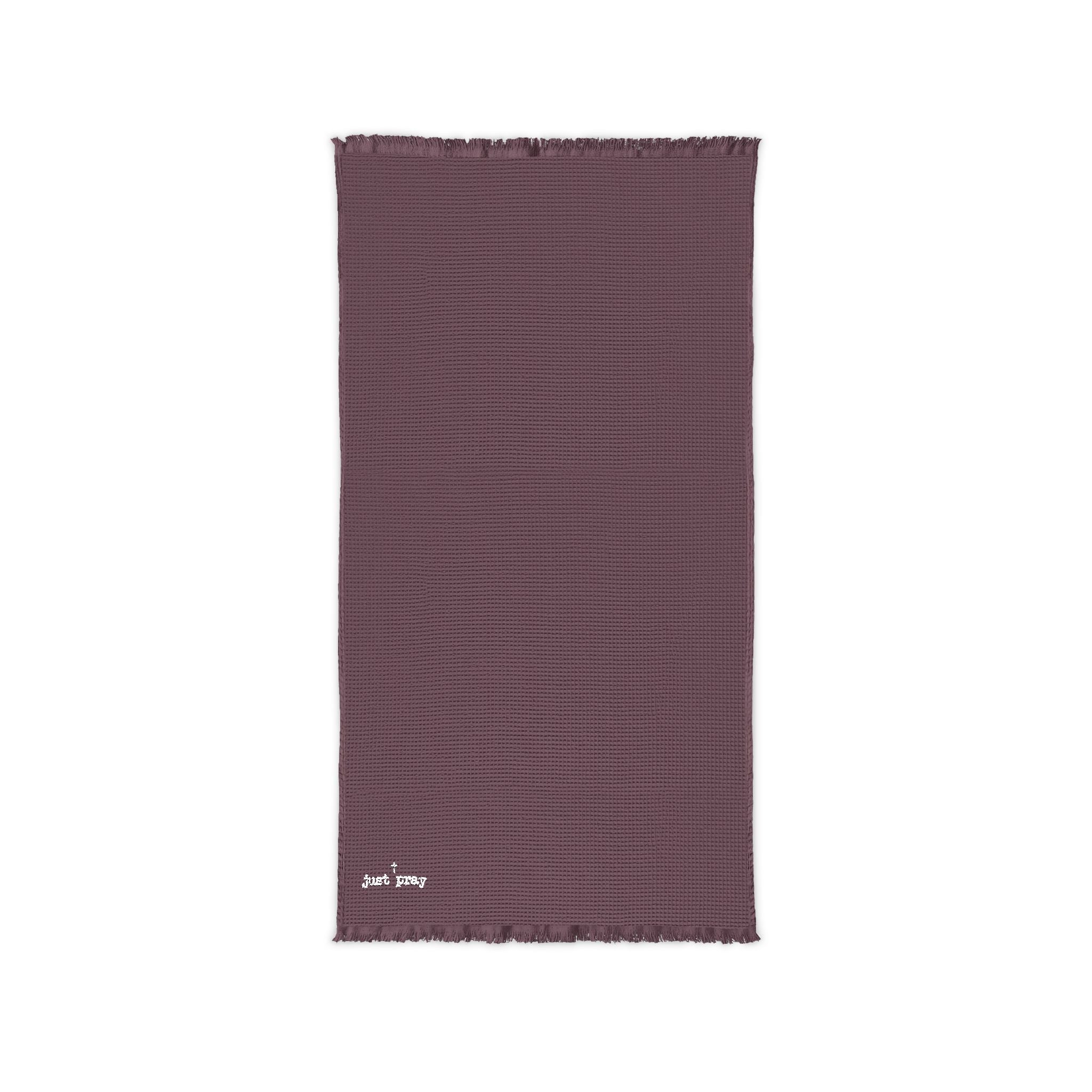 Embroidered Cotton Waffle Throw — Lightweight Fringe Blanket