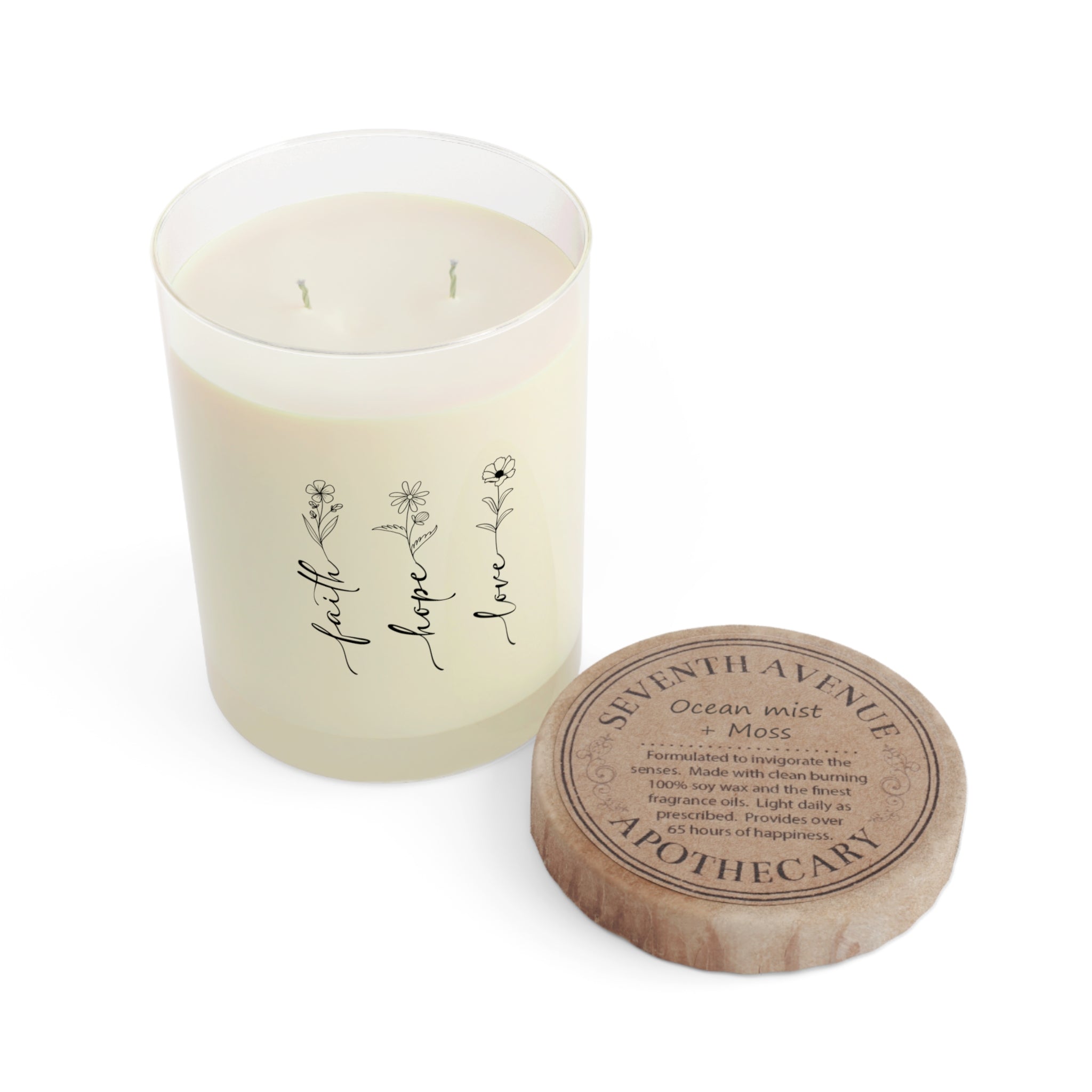 Faith Hope Love Floral Scented Candle — 11oz Glass Jar