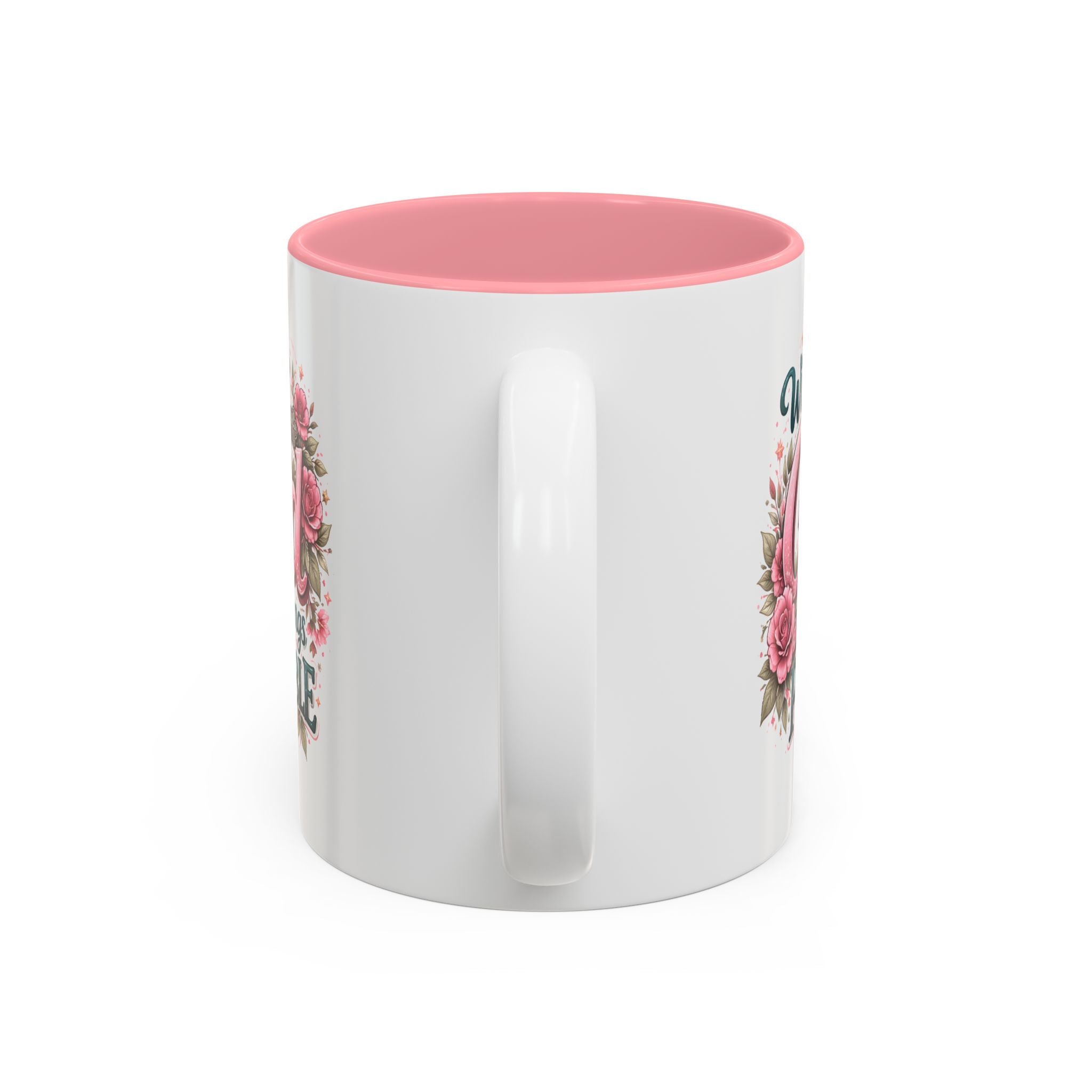Mug — "With God All Things Are Possible" Floral Two-Tone Accent Coffee Mug