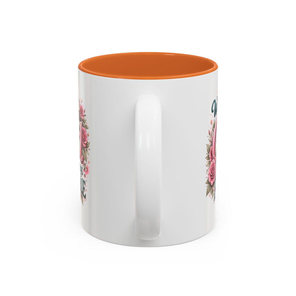 Mug — "With God All Things Are Possible" Floral Two-Tone Accent Coffee Mug