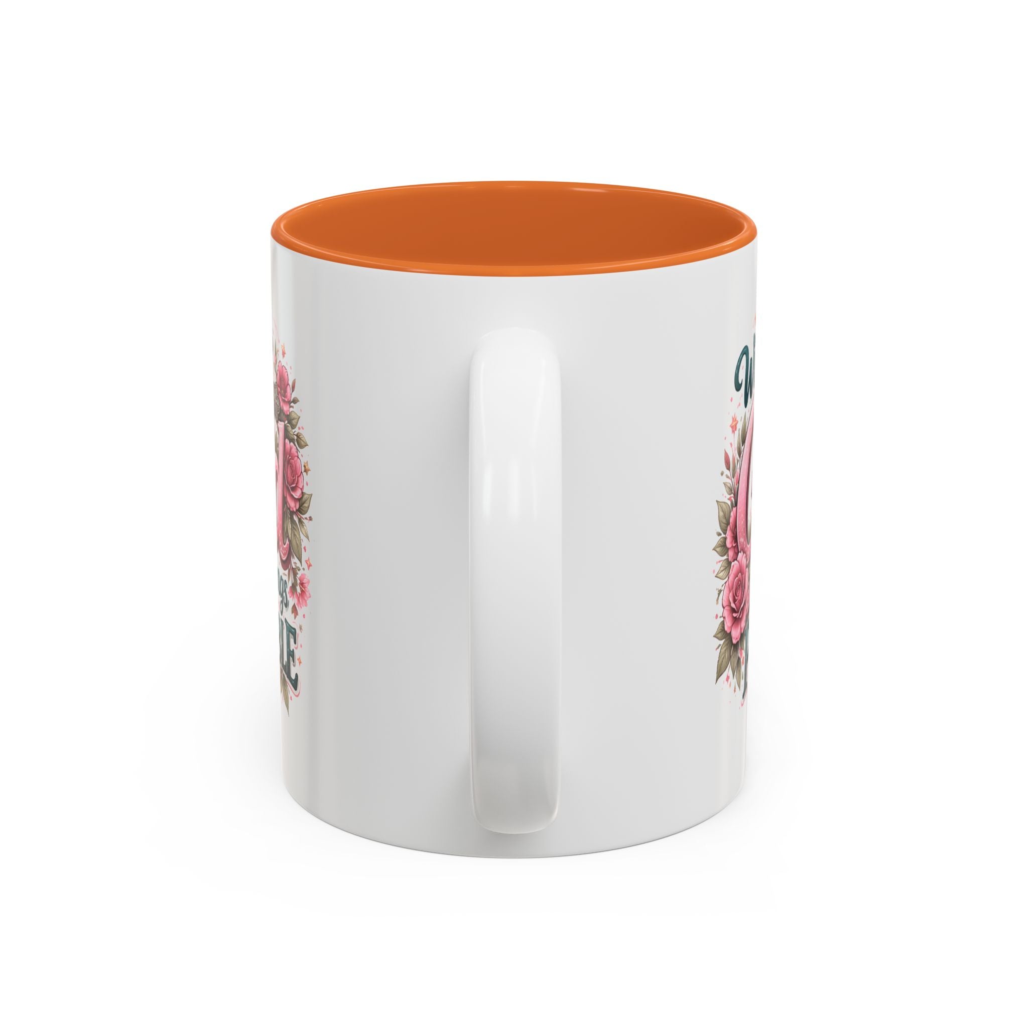 Mug — "With God All Things Are Possible" Floral Two-Tone Accent Coffee Mug