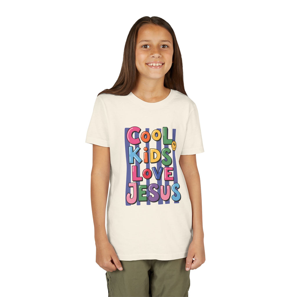 Youth Tee — "Cool Kids Love Jesus" Colorful Christian Kids Shirt