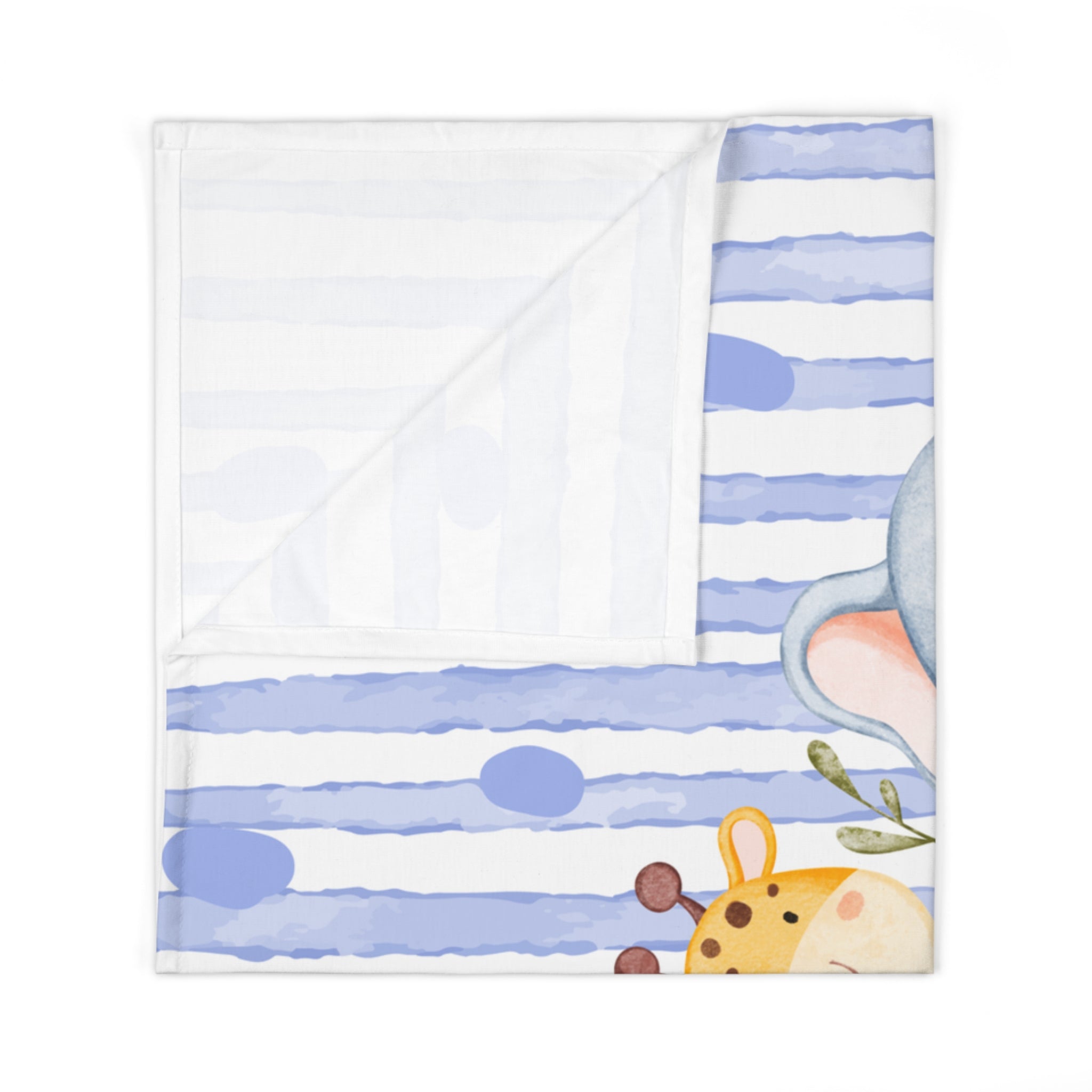 Baby Swaddle Blanket - Blue Jungle Animals with Prayer: "Thank you Lord for my food" (Newborn Gift)