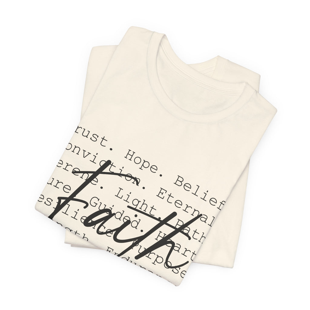 Faith Script Tee — Inspirational Christian Word Cloud T-Shirt