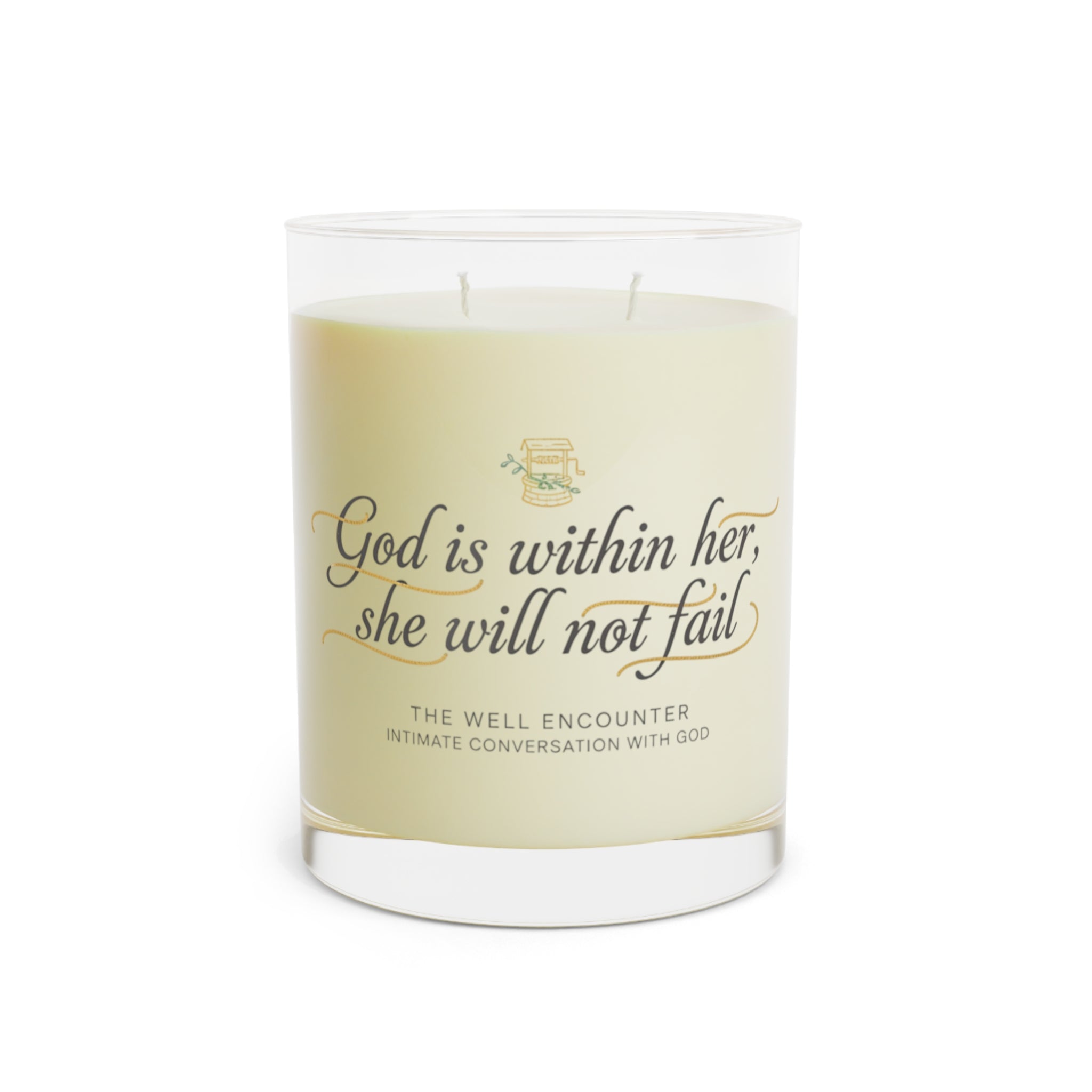 Inspirational Scented Candle - "God Is Within Her, She Will Not Fail" (11oz Glass)