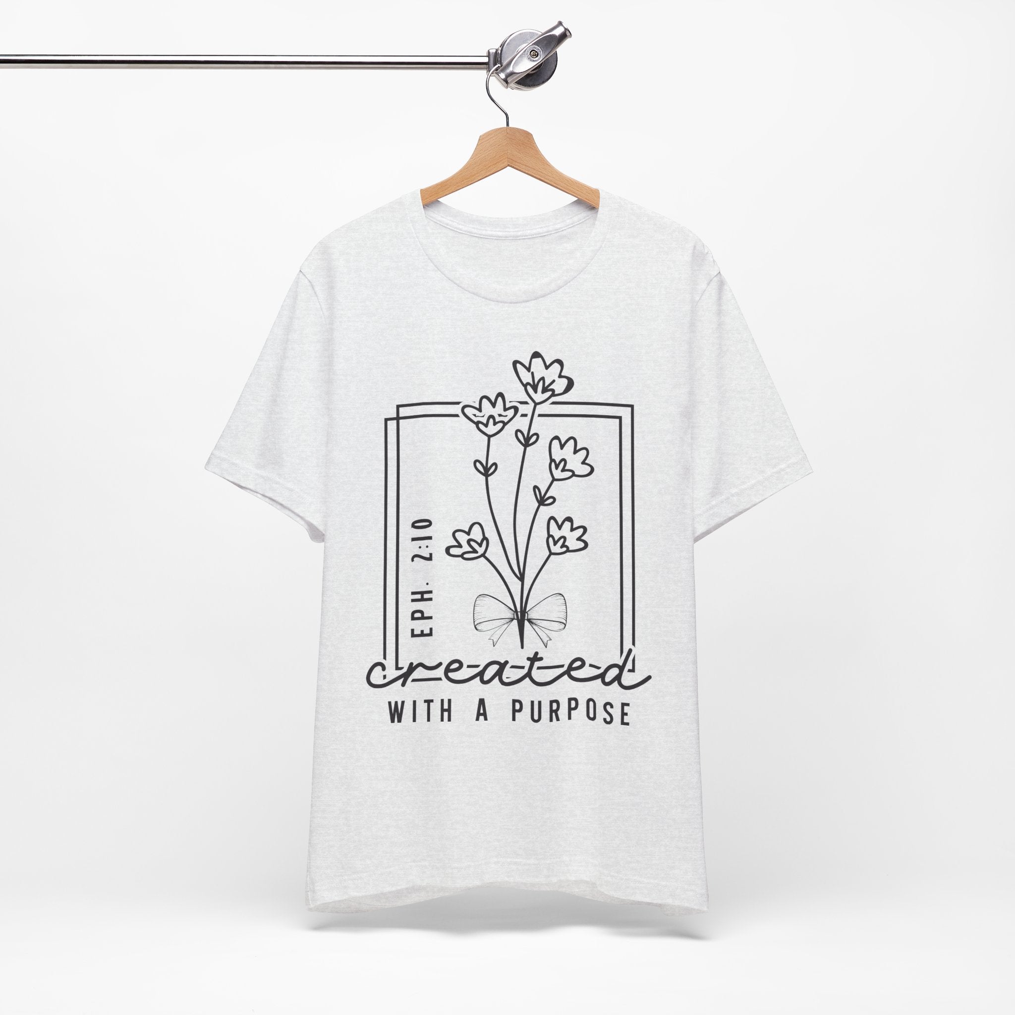 Created With a Purpose Floral Tee — Women’s Inspirational Bible Verse Shirt (Eph 2:10)