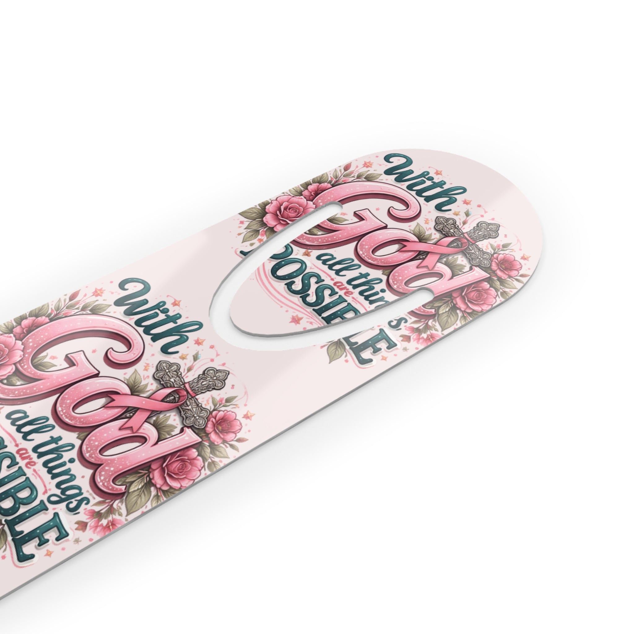 Inspirational Christian Bookmark — "With God All Things Possible" Floral Bookmark