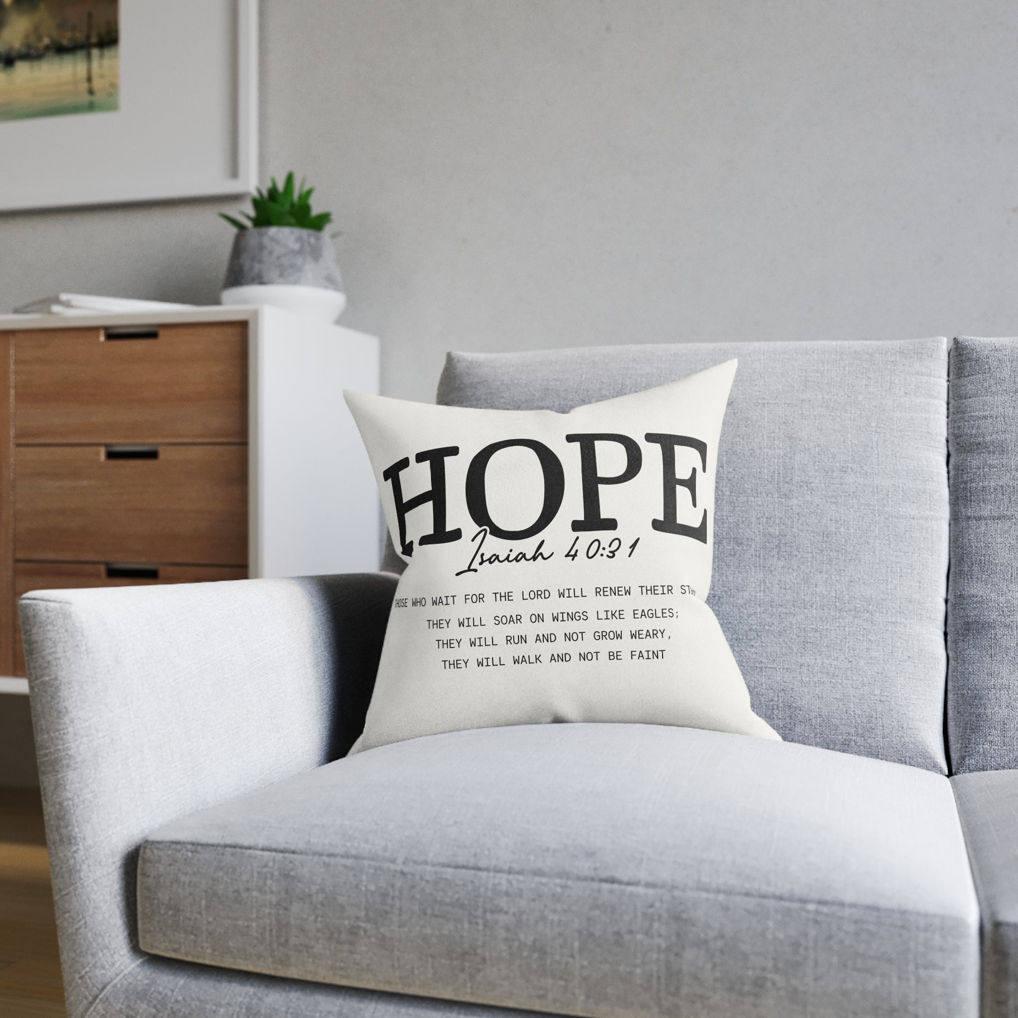 Hope Isaiah 40:31 Square Pillow — Inspirational Christian Throw Pillow