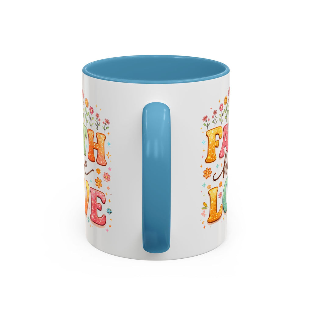Faith Hope Love Accent Coffee Mug — Inspirational Floral Ceramic Mug (11/15 oz)