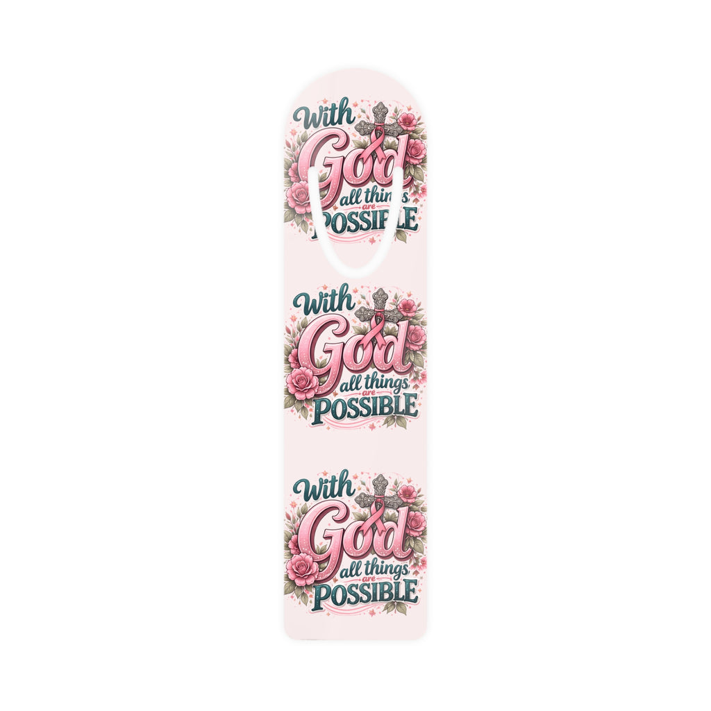 Inspirational Christian Bookmark — "With God All Things Possible" Floral Bookmark