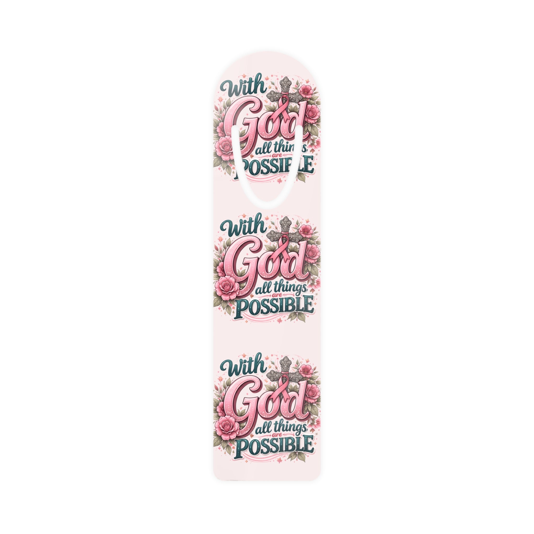 Inspirational Christian Bookmark — "With God All Things Possible" Floral Bookmark